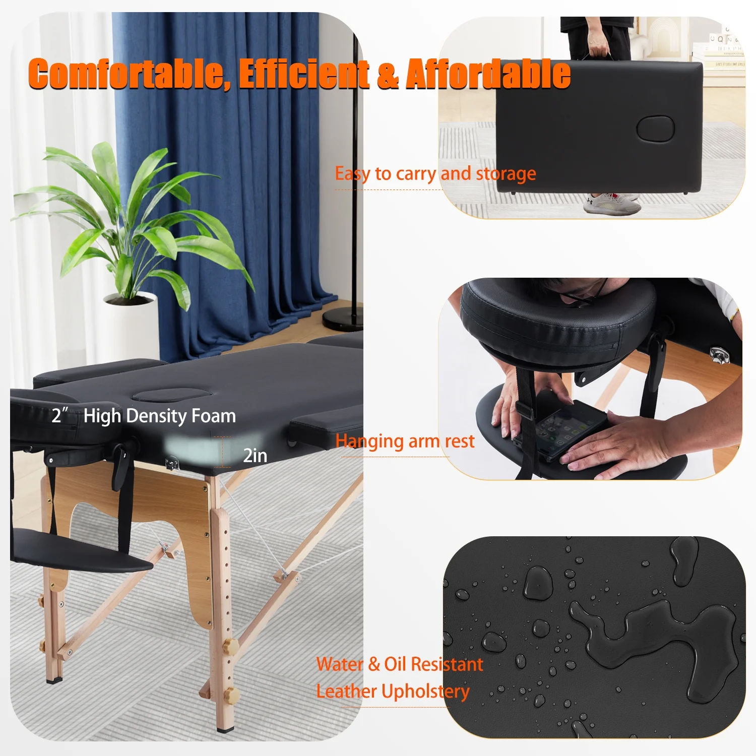 VIRRMO Massage Table Portable with Neck Stretcher, 84 inch Massage Bed Adjustable Lash Bed Massage Bed Tattoo Table for Eyelash Extensions Beauty Tattoo