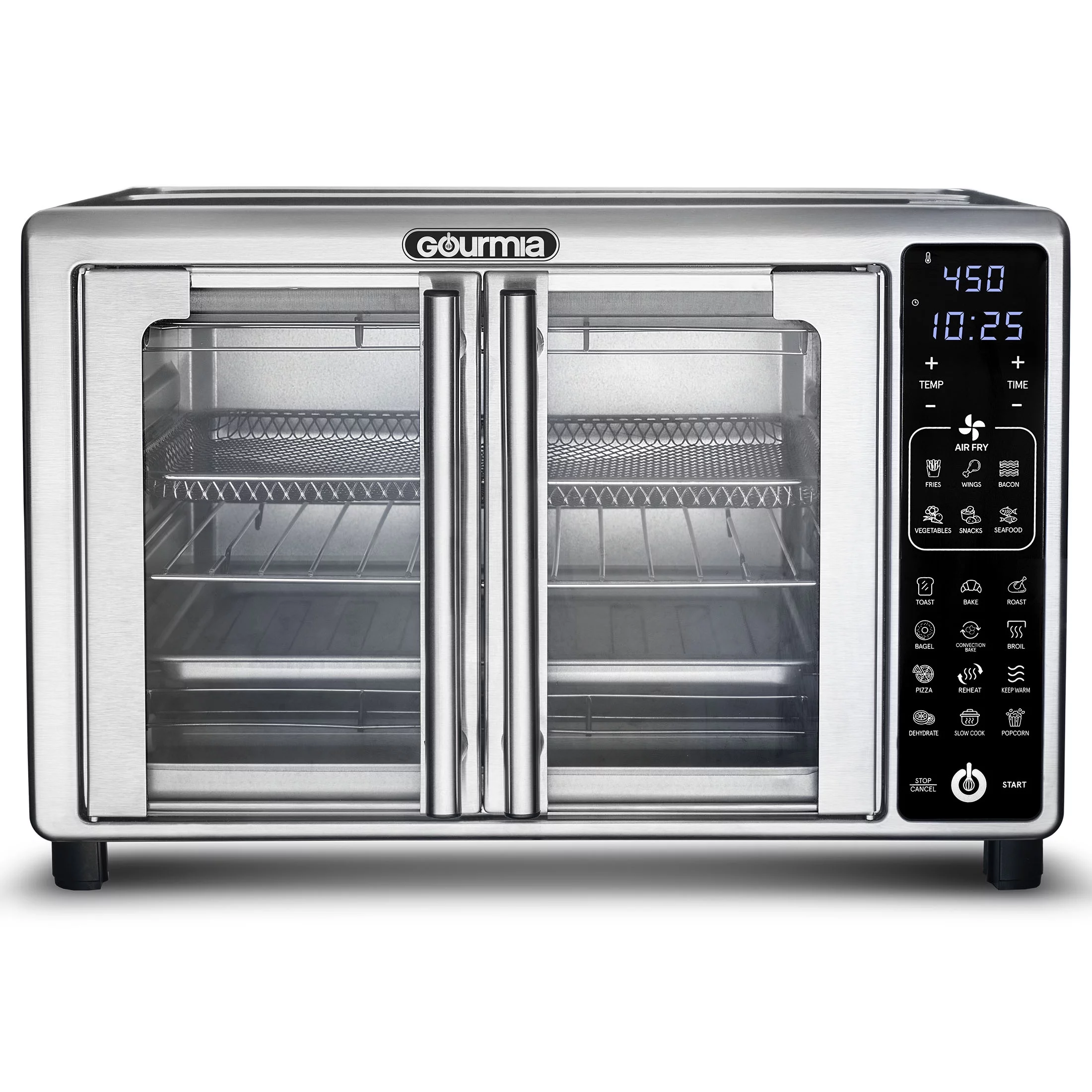 New Gourmia 6-Slice Digital Toaster Oven Air Fryer with 19 One-Touch Presets, Stainless Steel