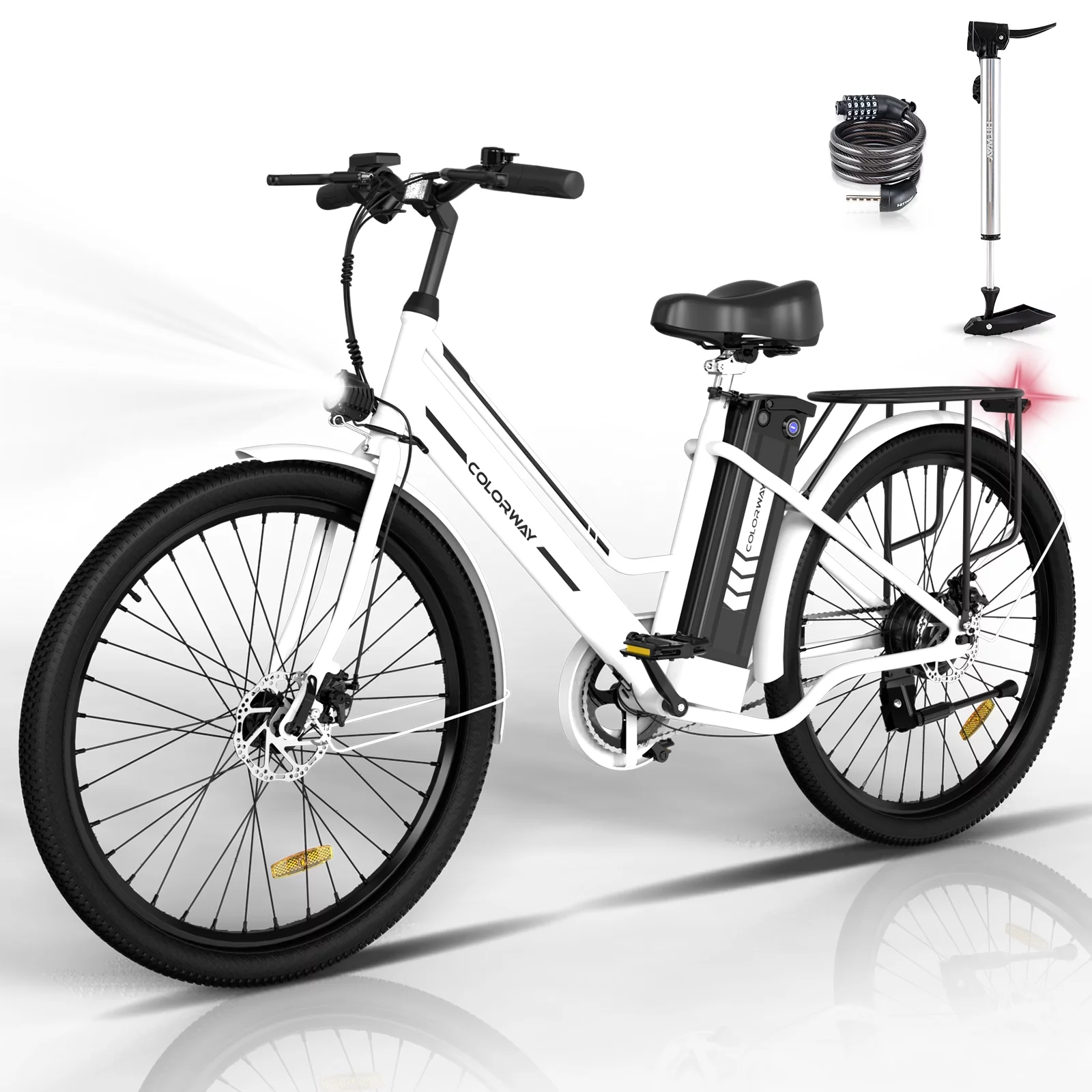 COLORWAY 26″ Electric Bike for Woman, 500W Powerful Motor, 36V 12AH Removable Battery E Bike, , Max. Speed 19.9MPH Electric Bicycle