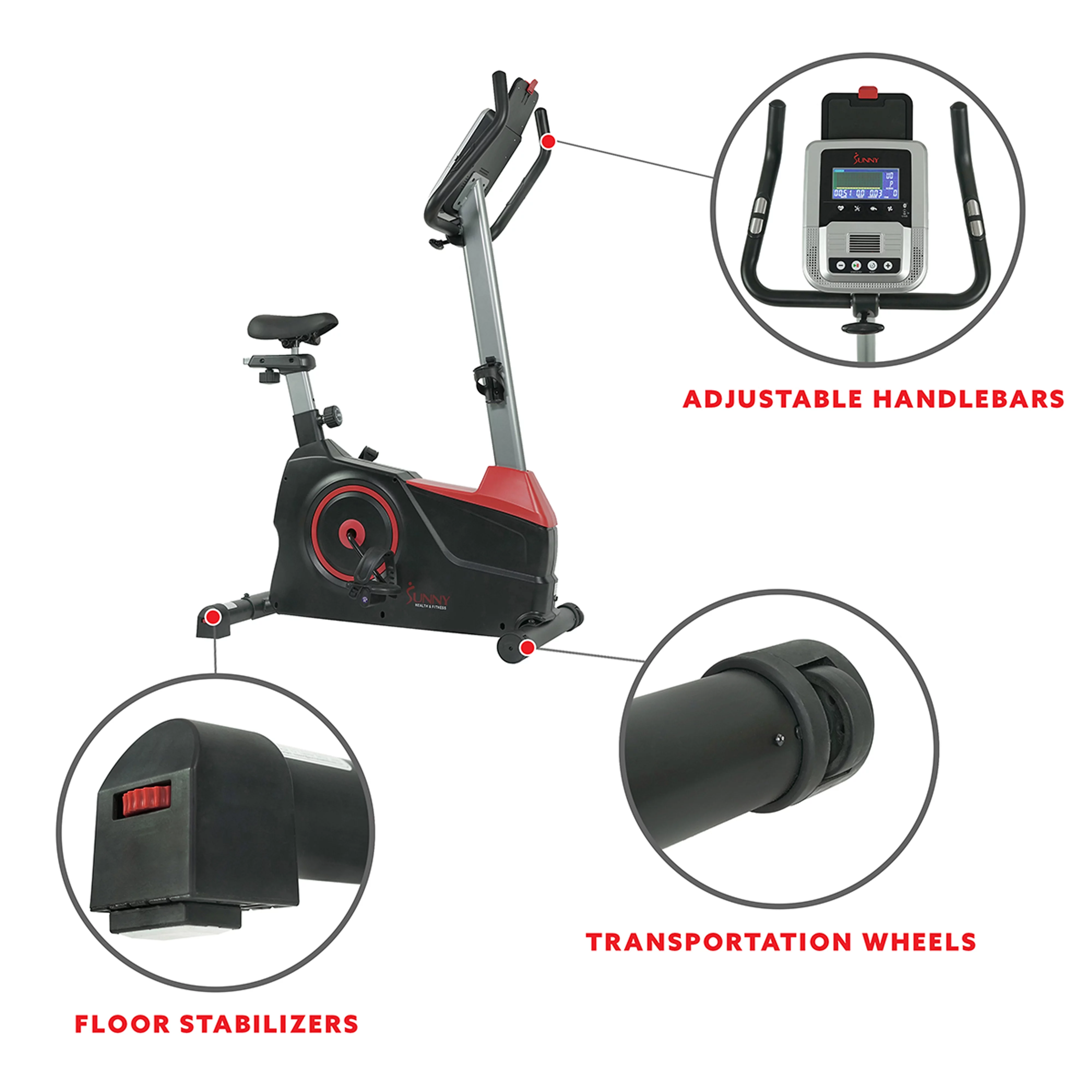 Sunny Health & Fitness Evo-Fit Stationary Upright Bike with 24 Level Electro-Magnetic Resistance – SF-B2969