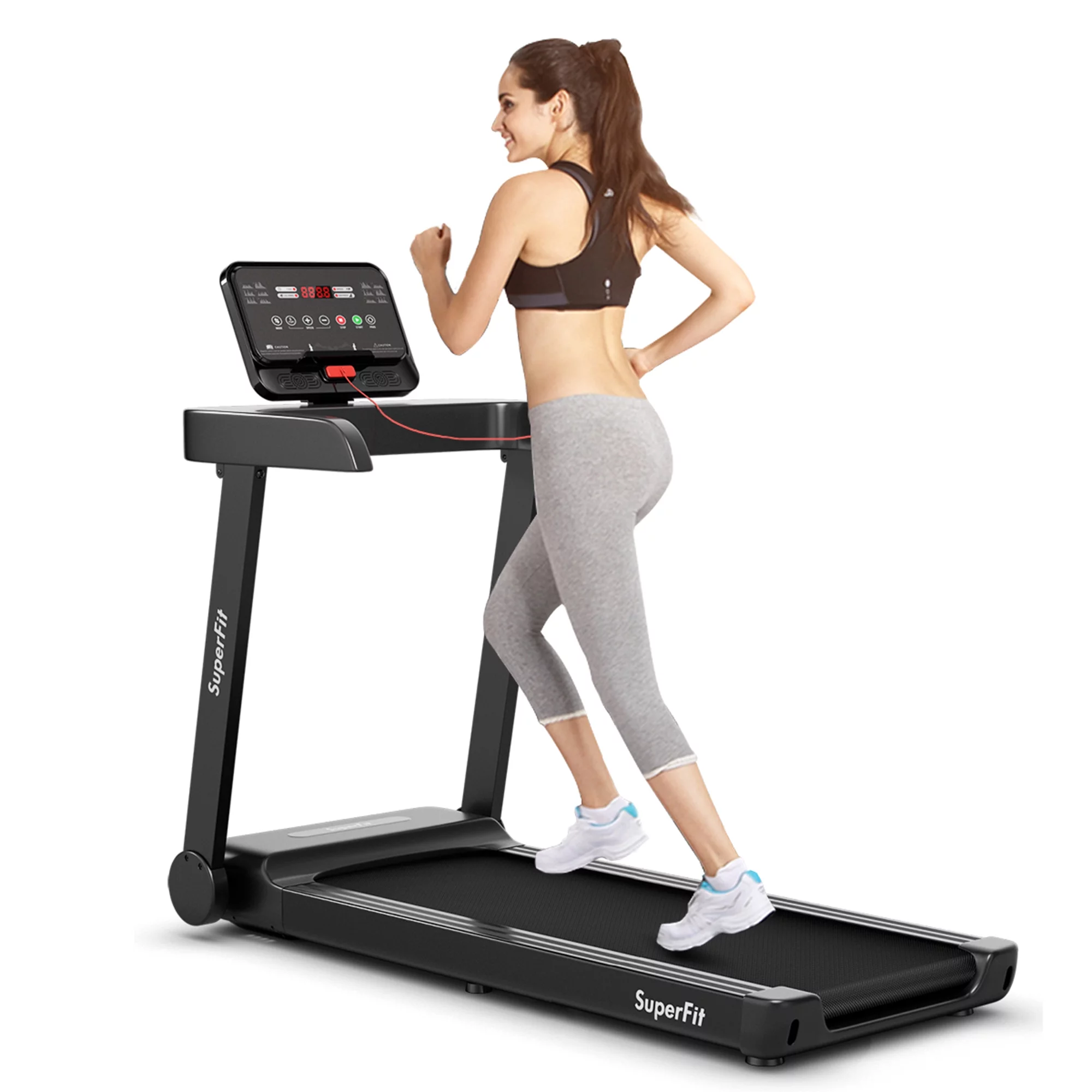 Gymax 2.25 Hp Electric Motorized Running Machine, Exercise Treadmill with LED Display App Control