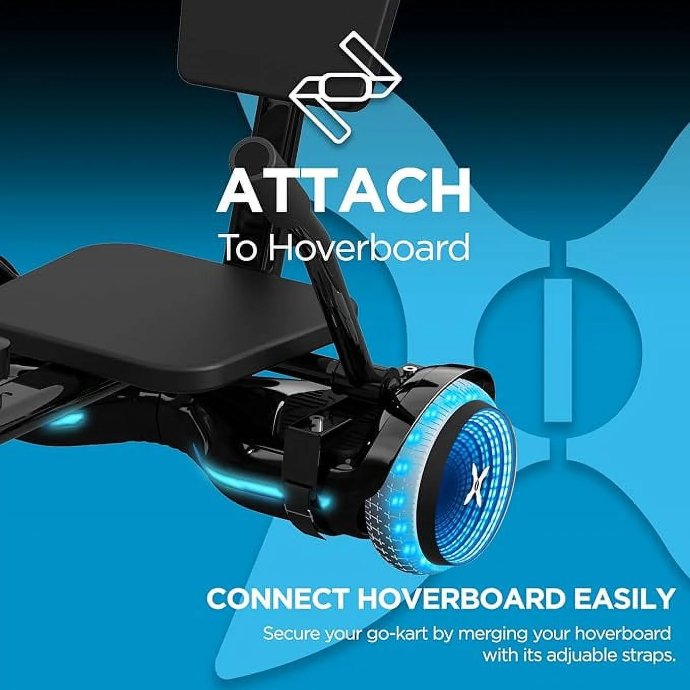 Hover-1 Turbo Hoverboard and Kart Combo, Infinity LED Wheels, Black