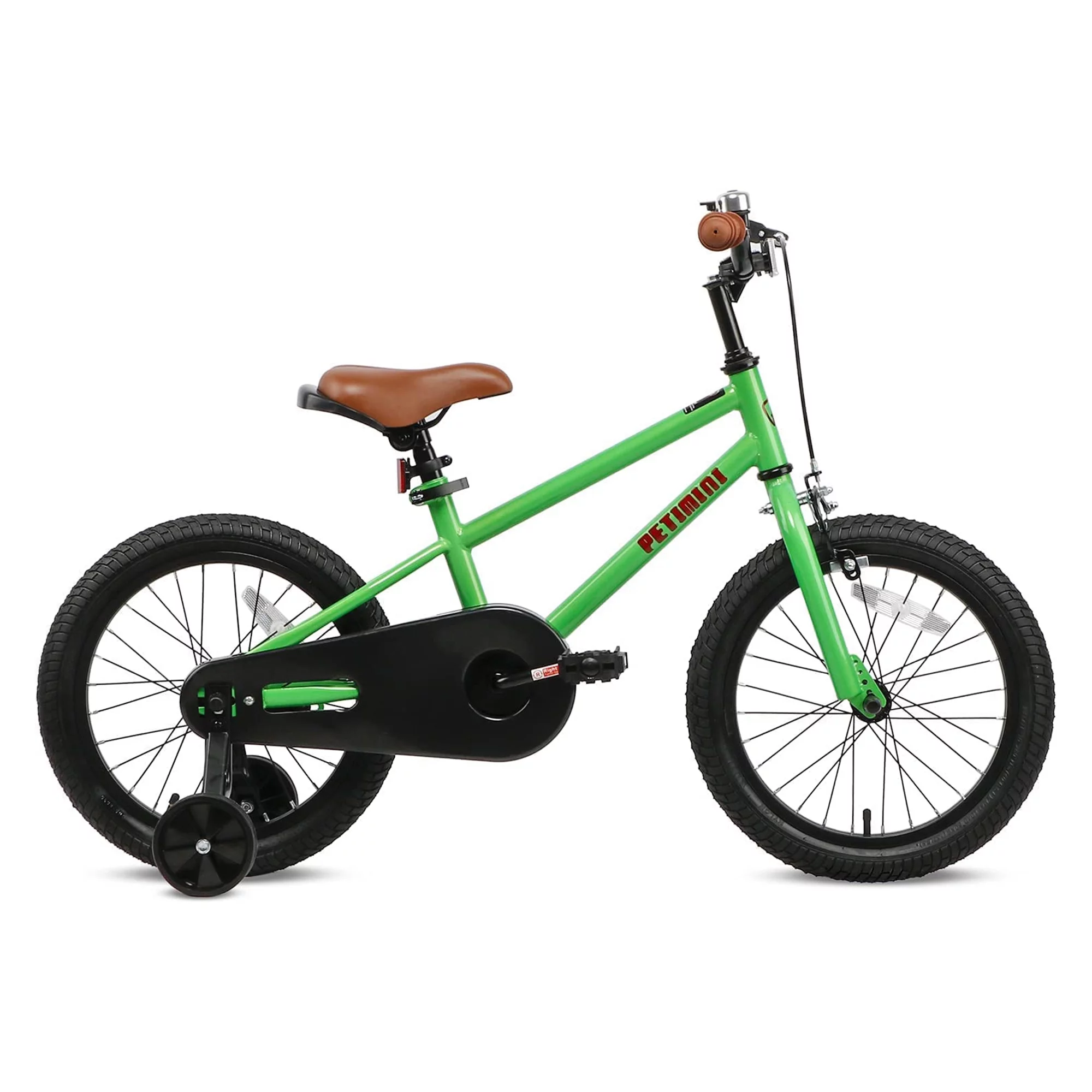 Petimini 16 Inch BMX Kids Bike w/ Training Wheels for 4-7 Years Old, Green