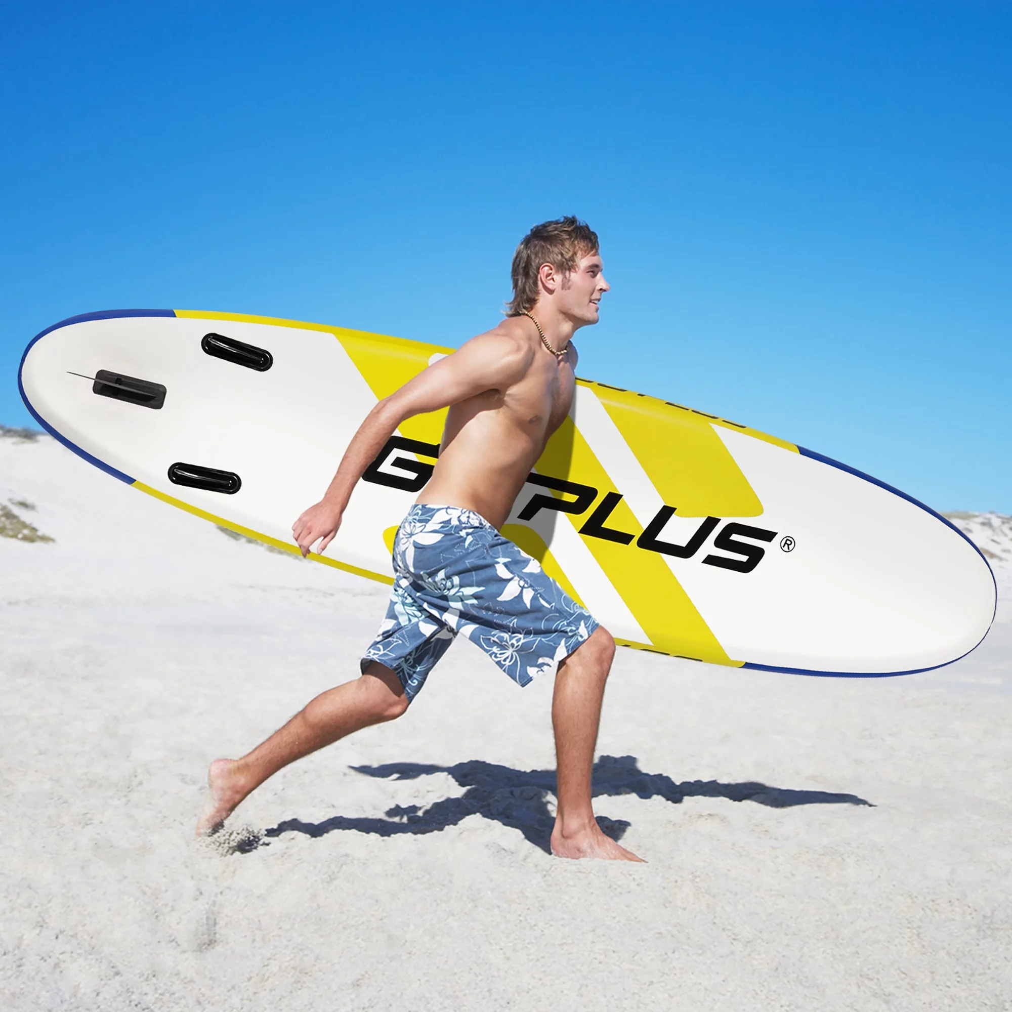 Goplus 11ft Inflatable Stand Up Paddle Board 6” Thick W/Leash  Backpack Aluminum Paddle Yellow