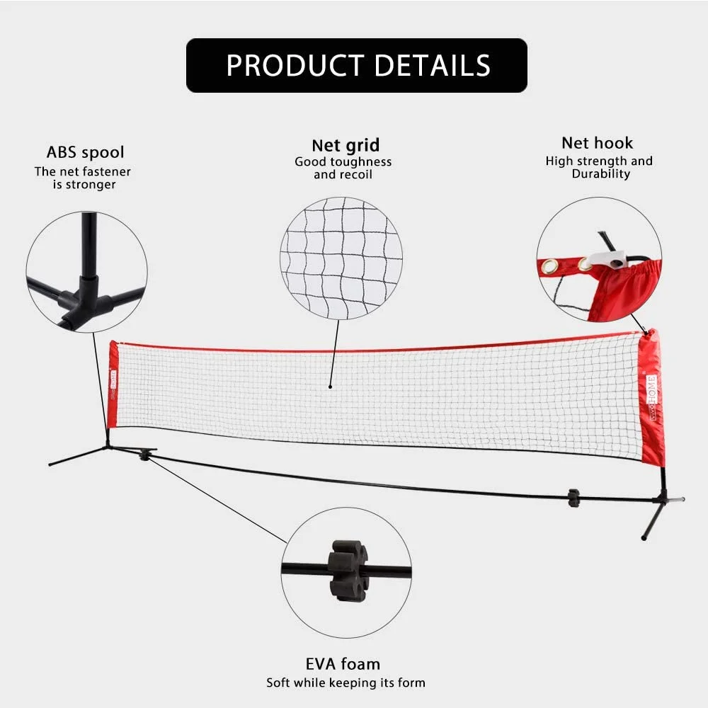 SPECSTAR Portable 10ft/ 14ft/ 17ft Height Adjustable Outdoor Badminton Net Set with Stand and Carry Bag for Kid’s Volleyball Soccer Tennis Pickleball