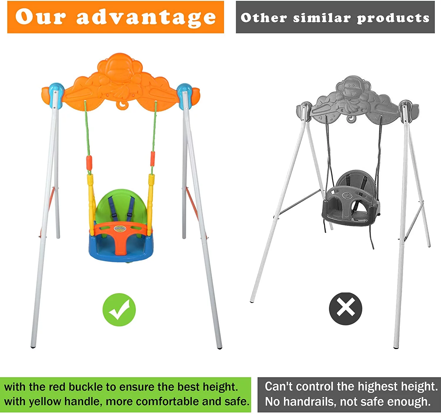 Karmas Product Toddler Swing Play Set for Children, Suitable for Playground, Indoor, Backyard