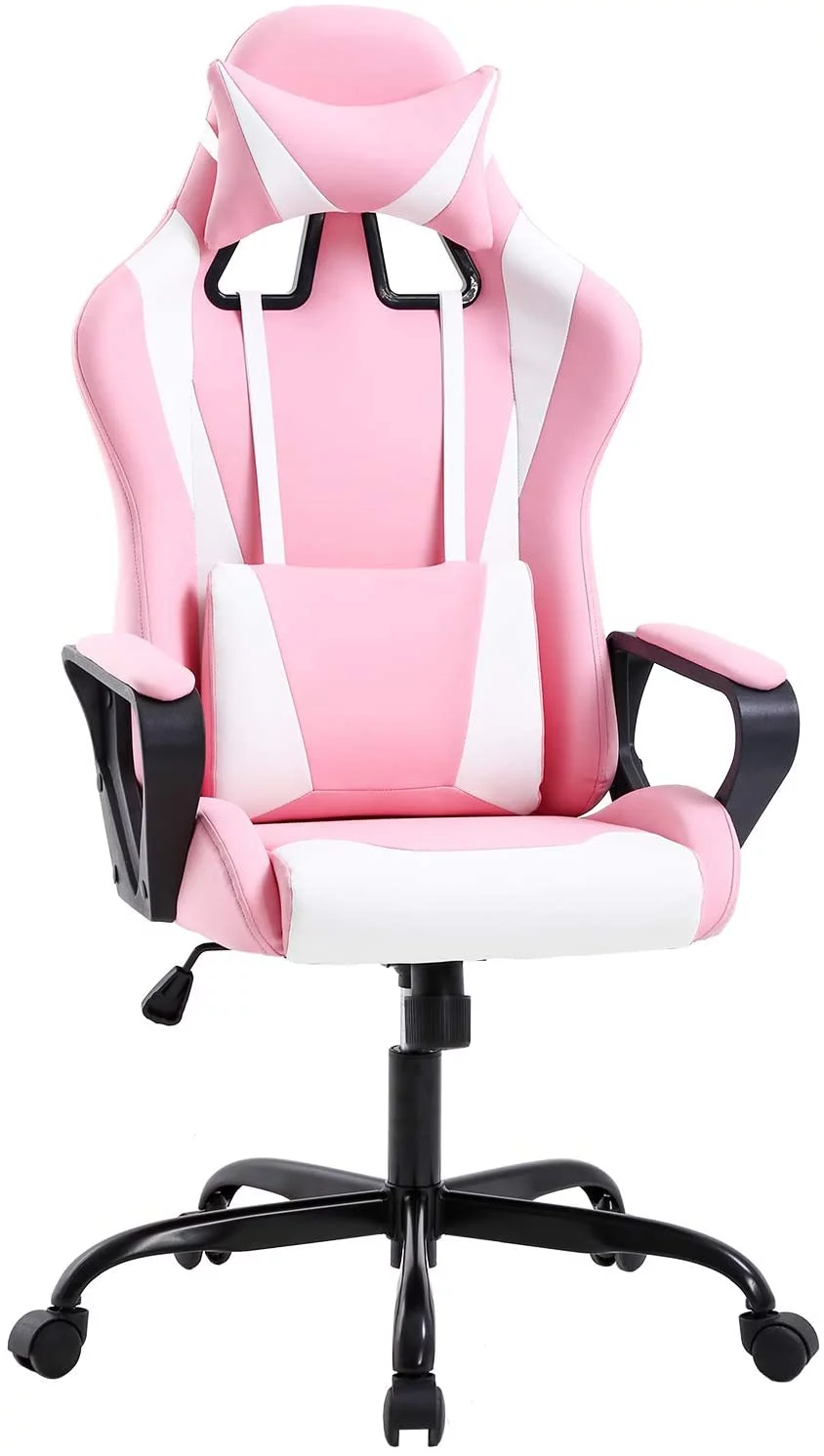 BestOffice Gaming Office Chair PU Leather Ergonomic Swivel Rolling Chair Lumbar Support For Women, Men(White)