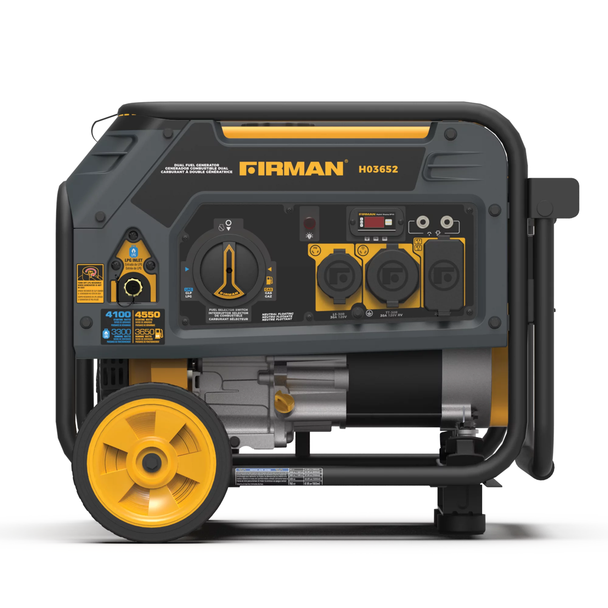 Firman H03652 4550/3650 Watt Dual Fuel Recoil Start Generator, cETL, CARB