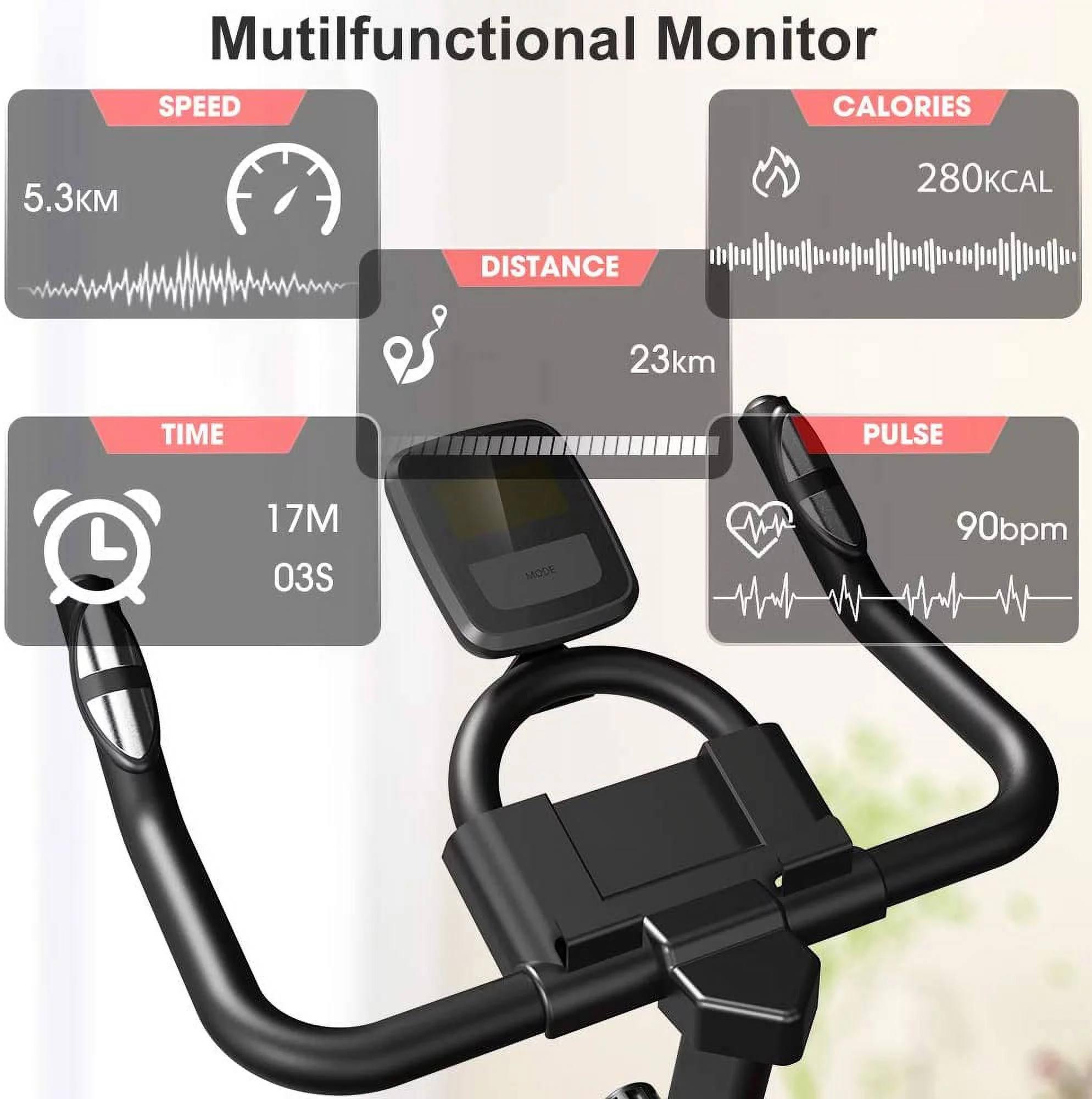 Ounuo Stationary Bike for Home, Magnetic Indoor Cycling Bike with LCD, Display  Exercise Bike Indoor, Super Silent Magnetic Cycling Stationary Bike Fitness for Home Training