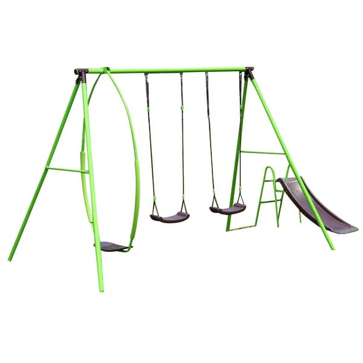 Swurfer Steel Triple a-Frame Swing Set with Swing and Slide, Outdoor Playset for Kids, Ages 3+