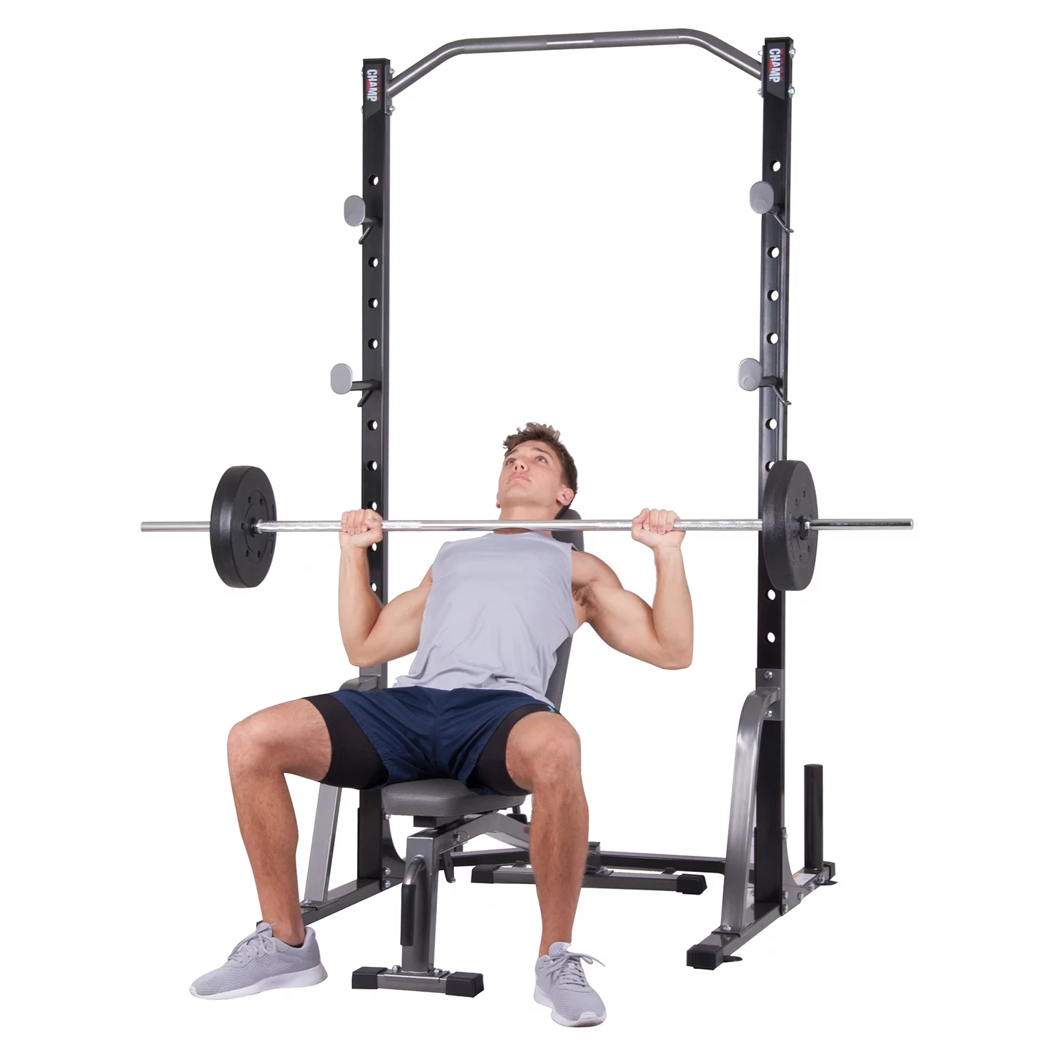 Body Champ PBC1835 2-Pc Bench & Weight Rack, 42″ W, 82″ H, Max. Weight 300 lbs.