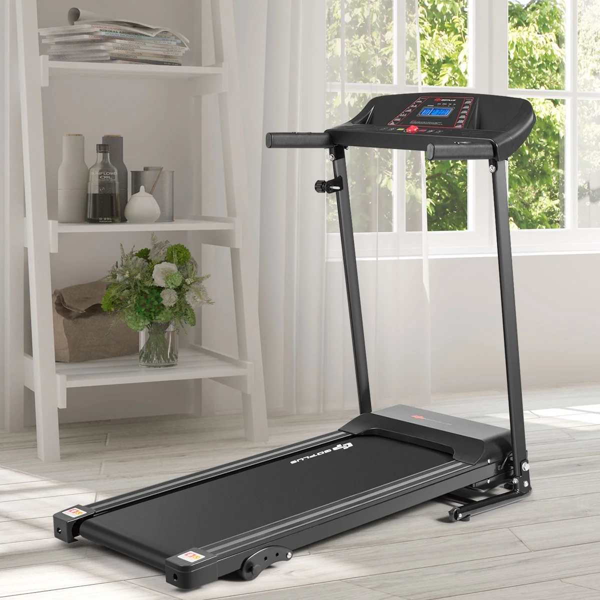 Goplus 1.0HP Folding Treadmill Electric Support Motorized Power Running Machine Trainer