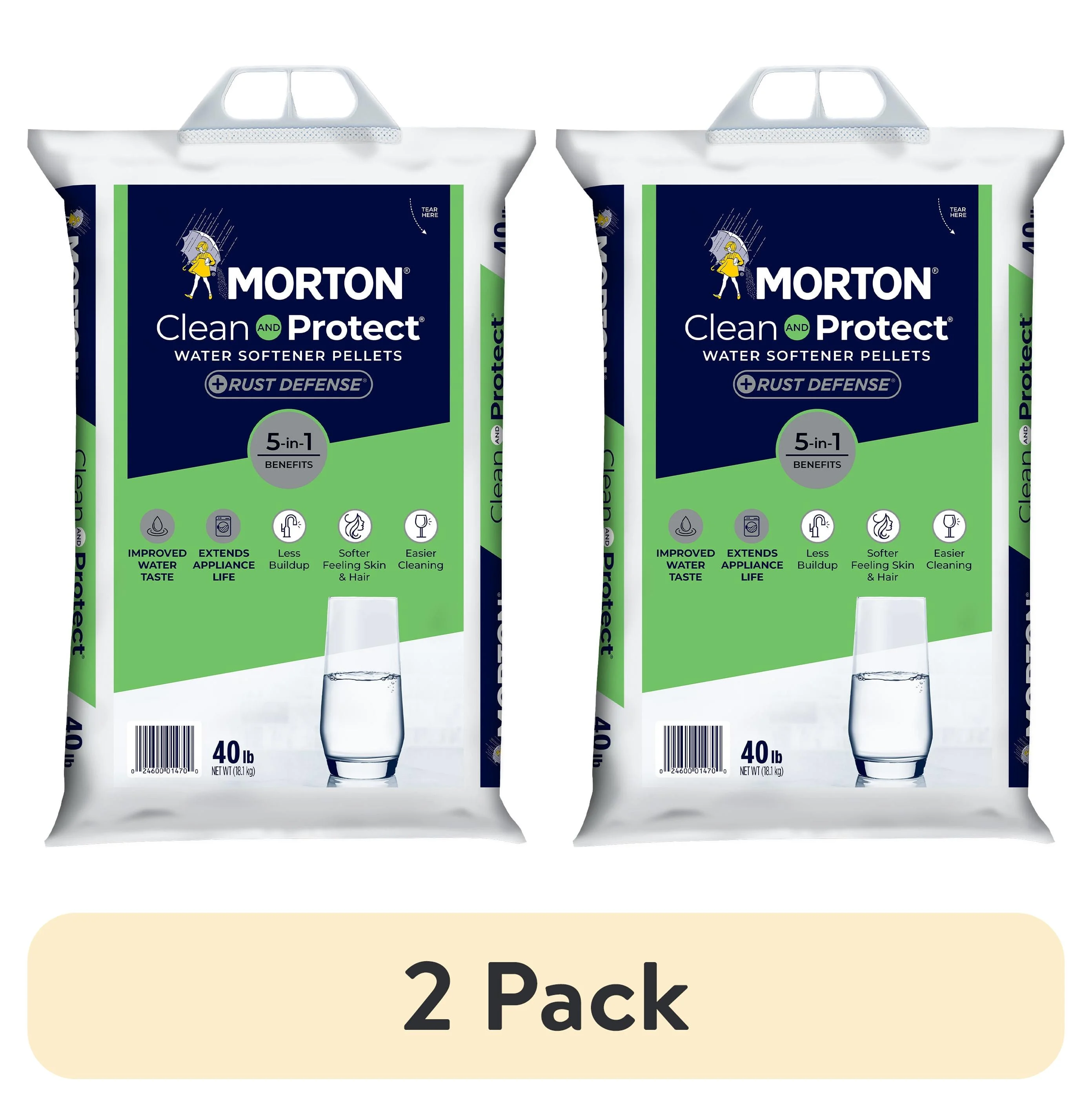 Morton Salt Clean and Protect Water Softener Plus Rust Defense  Pellets, 40 lb. Bag