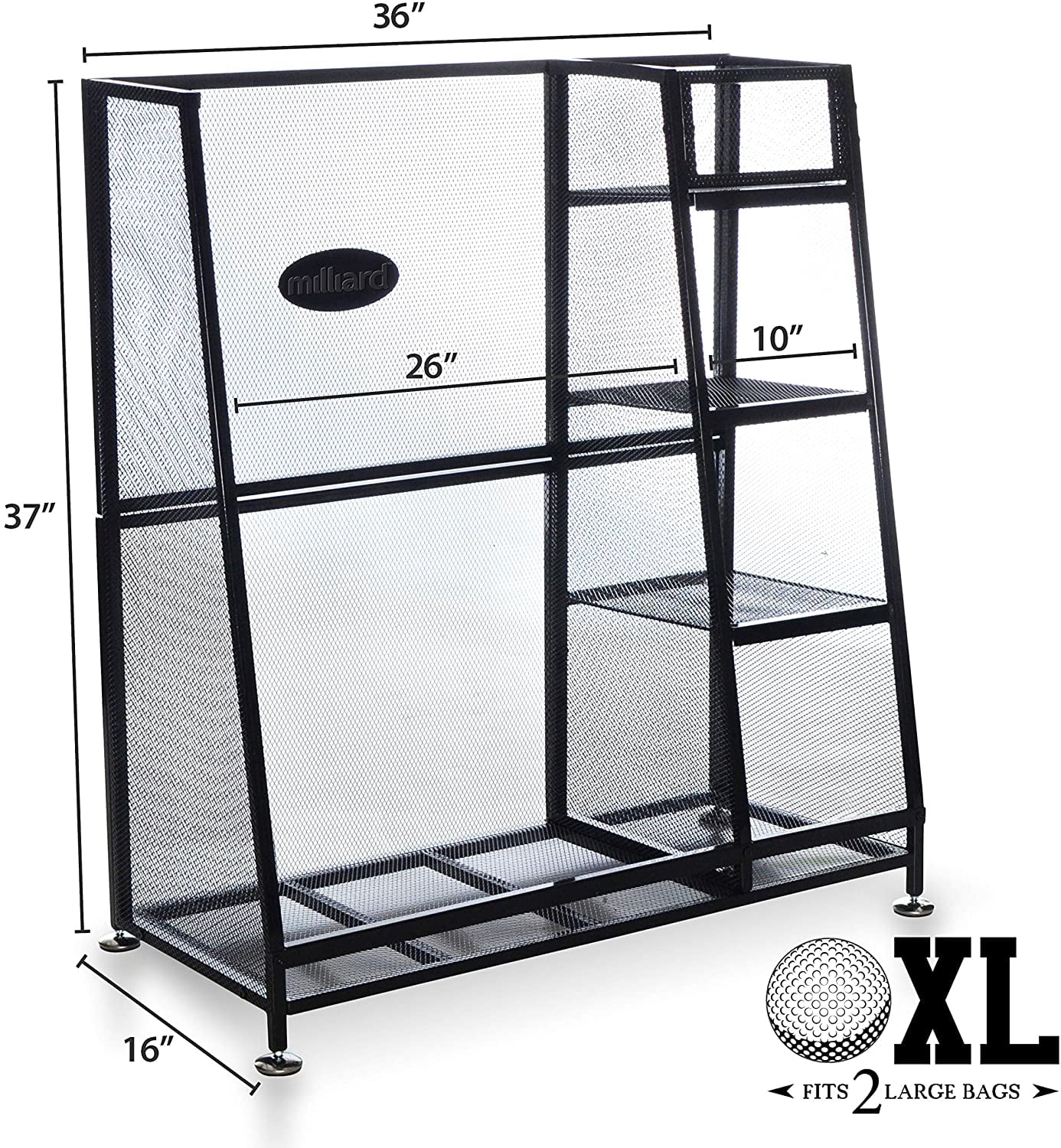 Milliard Golf Organizer – Extra Large Size – Fit 2 Golf Bags and Other Golfing Equipment and Accessories in This Handy Storage Rack – Great Gift Item