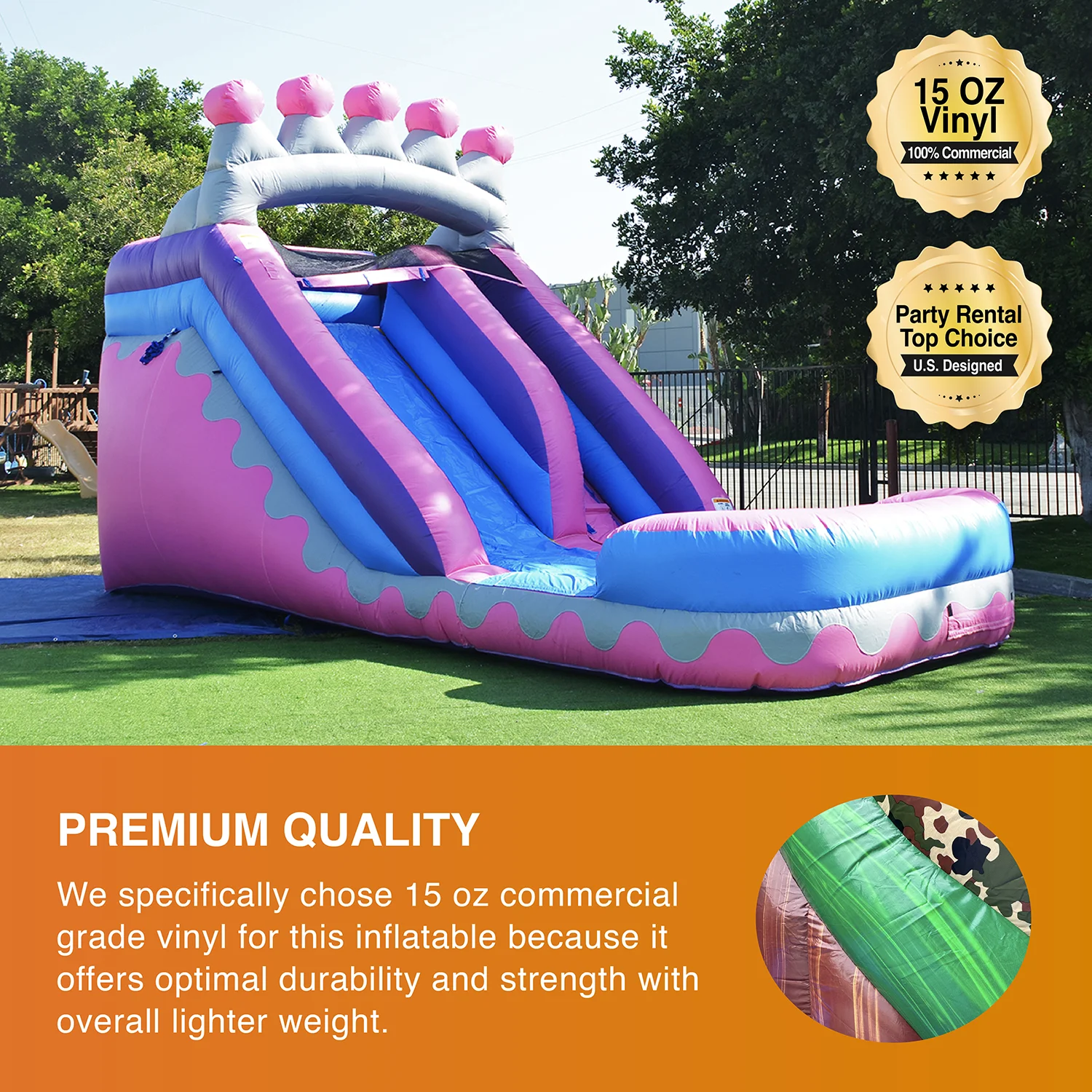 JumpOrange Princess Tiara Commercial Grade Water Slide with Splash Pool for Kids and Adults (with Blower)