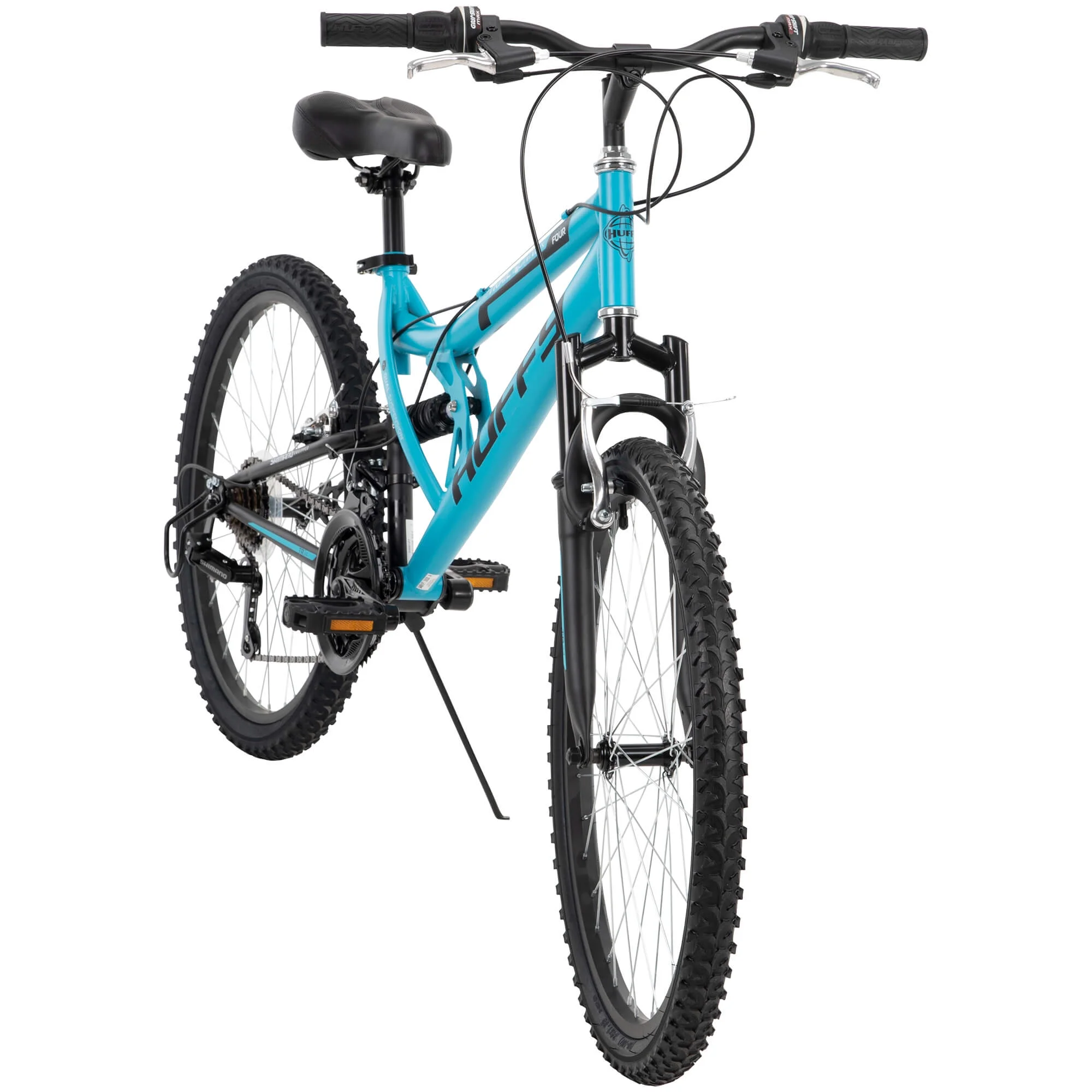 Huffy 24″ Trail Runner Girls Full Suspension Mountain Bikes, Ages 12+ Years, Teal Blue