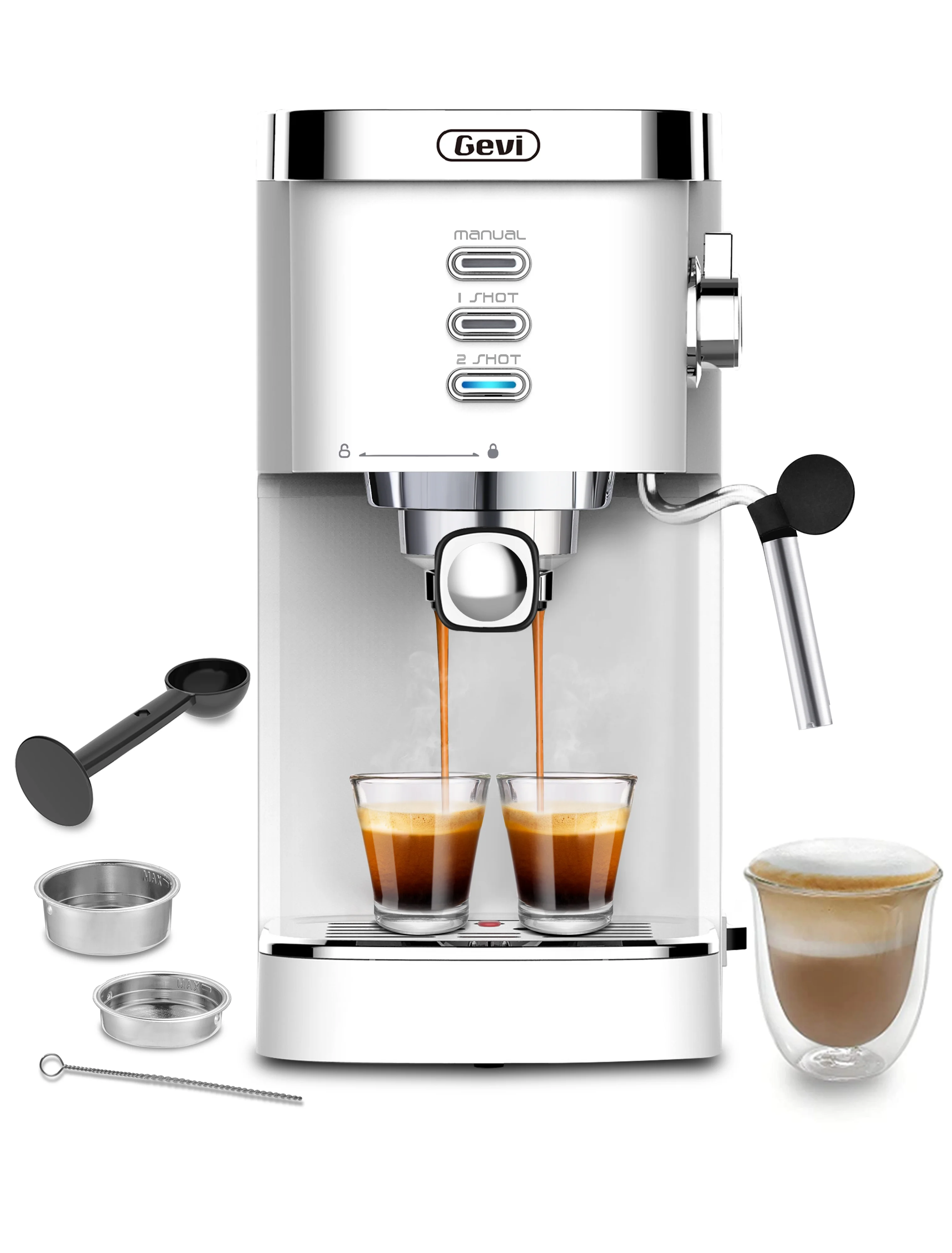 Gevi Espresso Machine 20 Bar Automatic Coffee Maker with Milk Frother Wand, 40.58 oz, New Condition