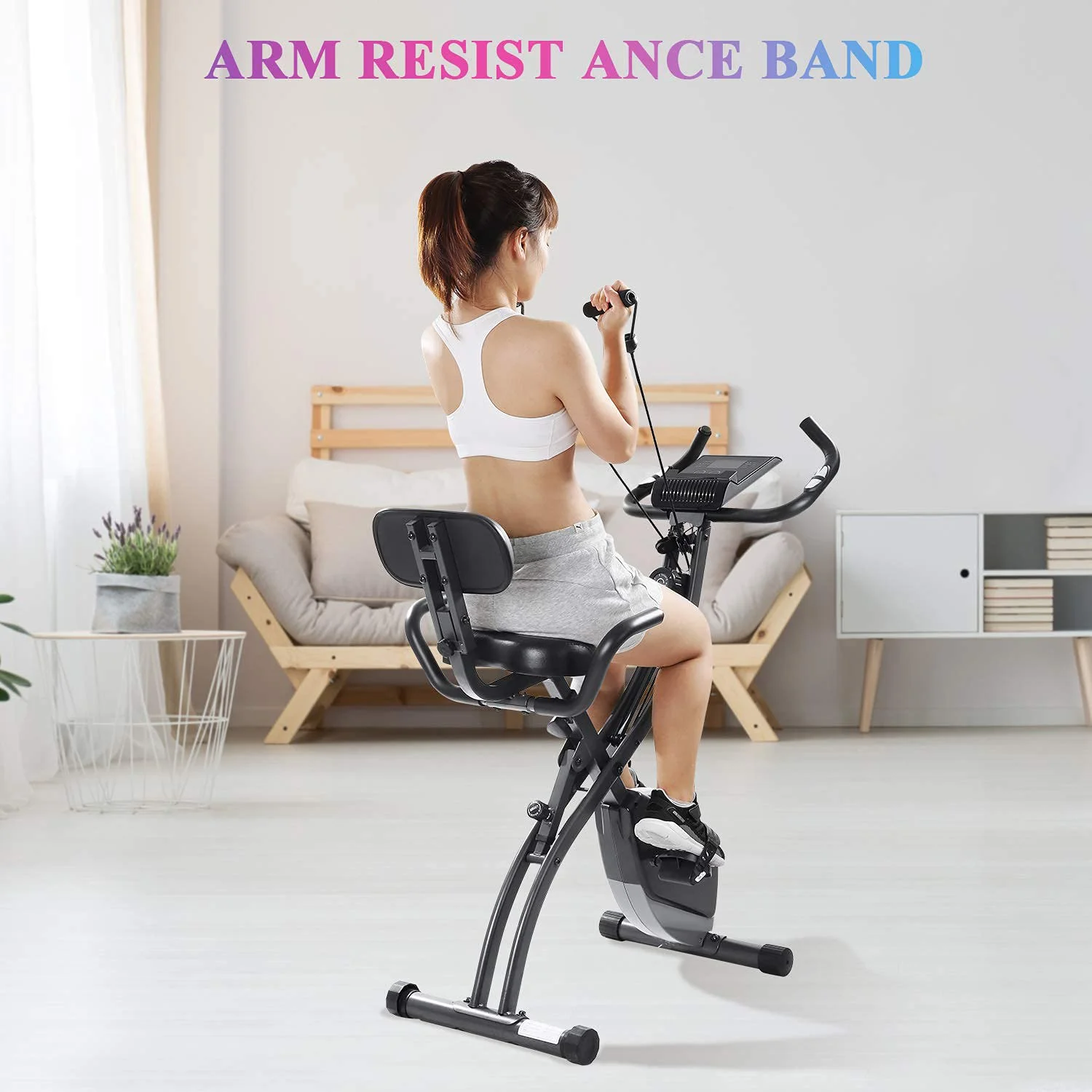 Folding Exercise Bike Magnetic Upright Bike with Pulse Sensor LCD Monitor Indoor Cycling Stationary Exercise Bike Perfect for Home Use