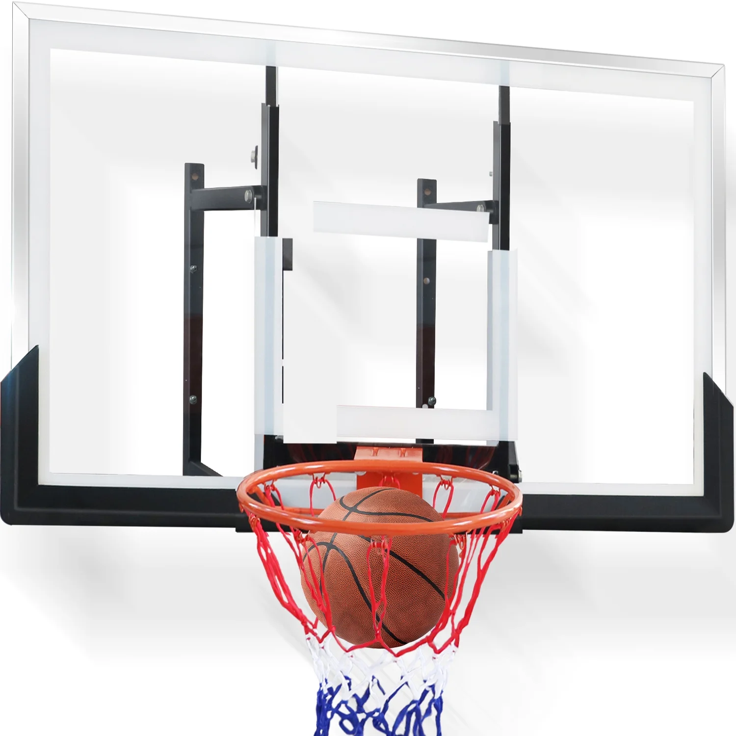 48in Basketball Backboard and Rim Combo, iFanze Professional Wall-Mounted Basketball Hoop with Shatterproof Polycarbonate Backboard for All Levels Indoor Outdoor Use