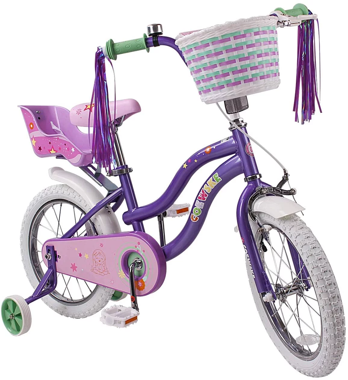 Coewske 12 inch Kids Bicycle Princess Style Children Boys Girls Bike with Training Wheels, Purple