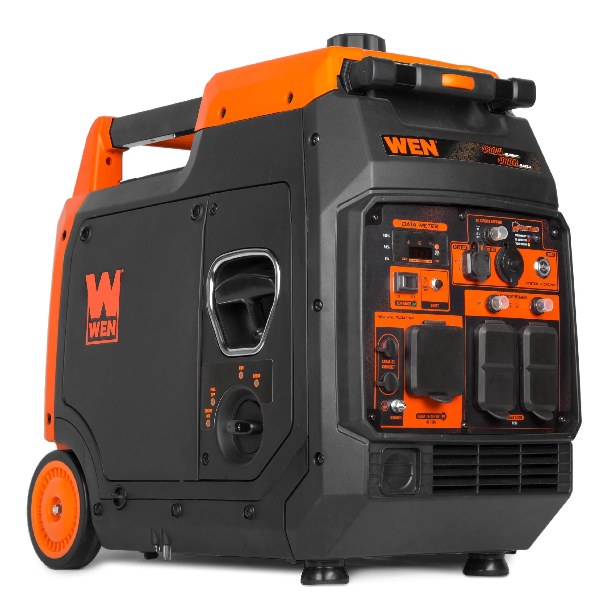 WEN 4800-Watt Portable Inverter Generator, Electric Start, RV-Ready, Quiet and Lightweight with Fuel Shut Off and CO Watchdog