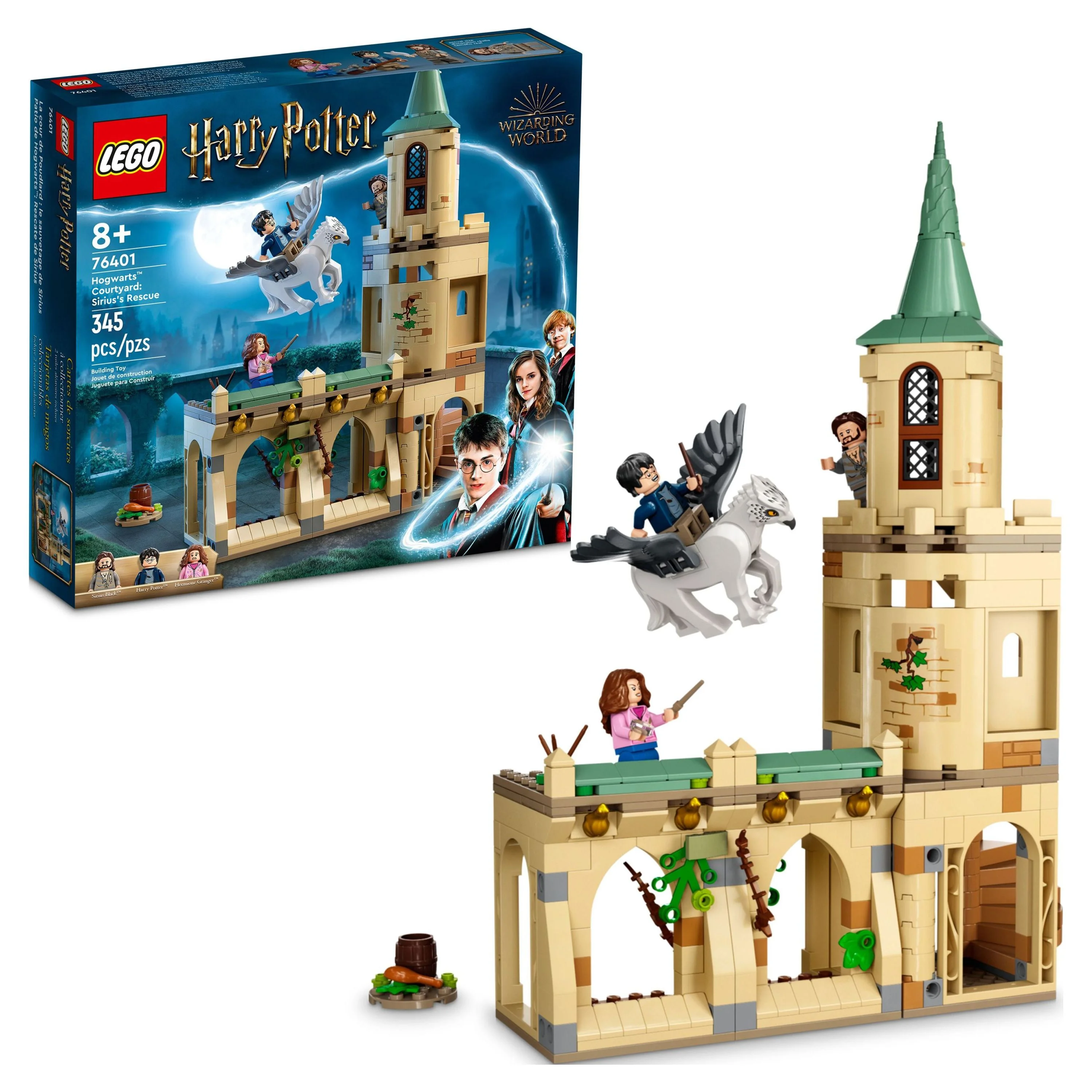 LEGO Harry Potter Hogwarts Courtyard: Sirius’s Rescue 76401 Castle Tower Toy, Collectible Set with Buckbeak Hippogriff Figure and Prison Cell