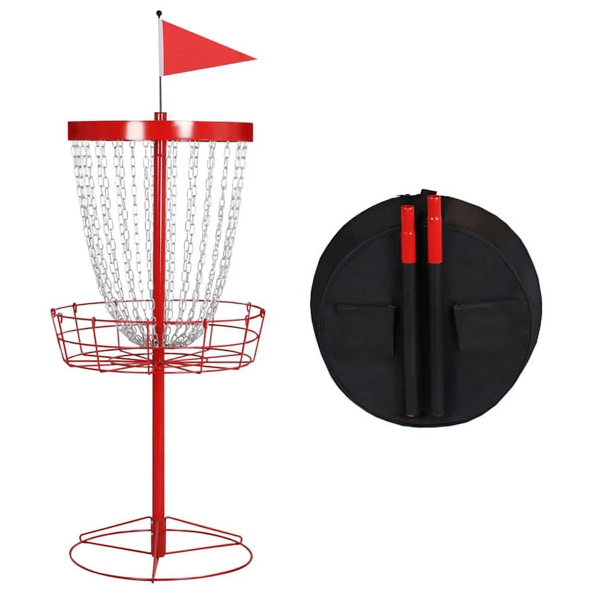 SmileMart 24-Chain Disc Golf Goal for Target Practice with Carrying Bag and 3 Discs, Black