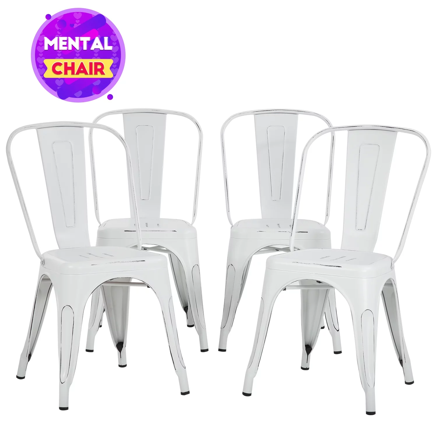 FDW Set of 4 Stackable Restaurant Metal Kitchen Chair Indoor/Out Door,all color