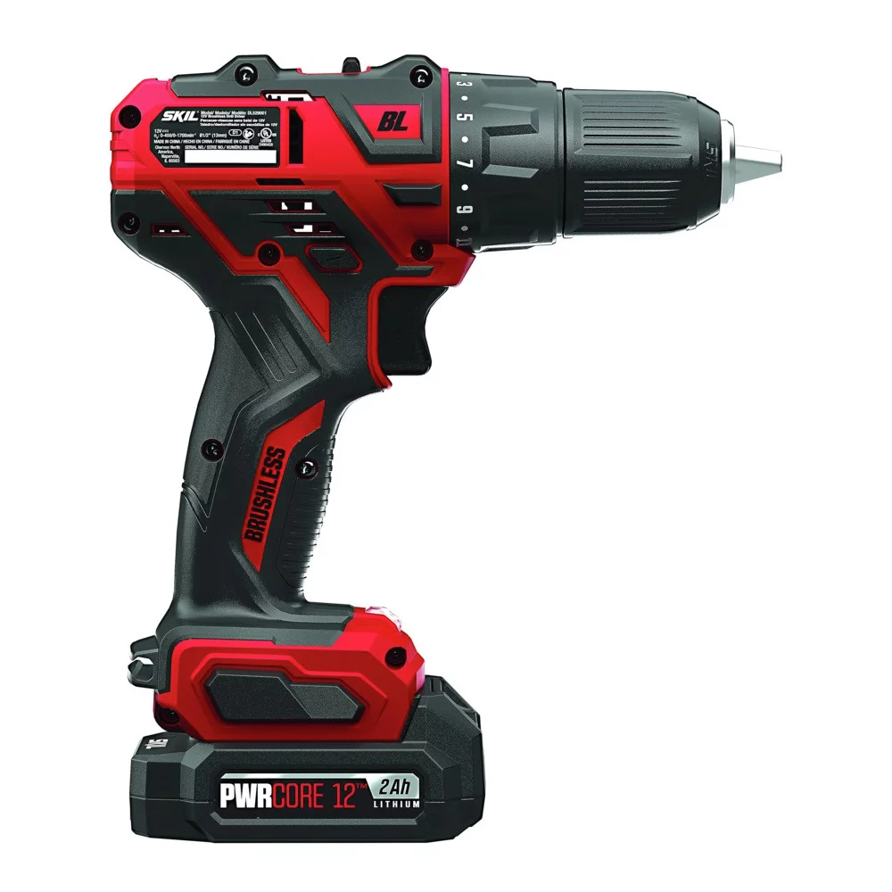 SKIL PWR CORE 12 Brushless 12-Volt 1/2 In. Cordless Drill Driver Kit with 2.0Ah Lithium-Ion Battery and Charger , DL529002