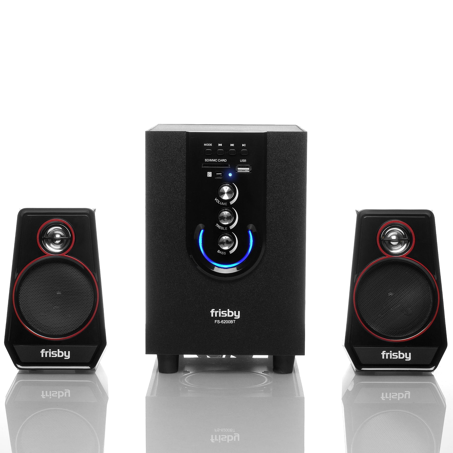 Frisby FS-6200BT Bluetooth Wireless 2.1 CH Media Subwoofer Speaker System w/ Remote (3-Piece)