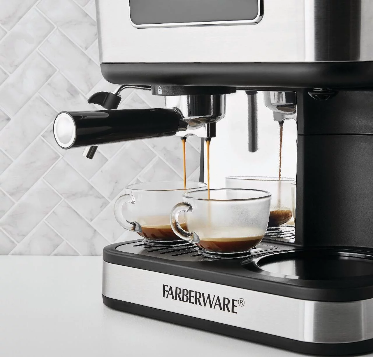 Farberware Dual Brew, 10 Cup Coffee + Espresso, Black and Stainless Finish, Touchscreen Display, New