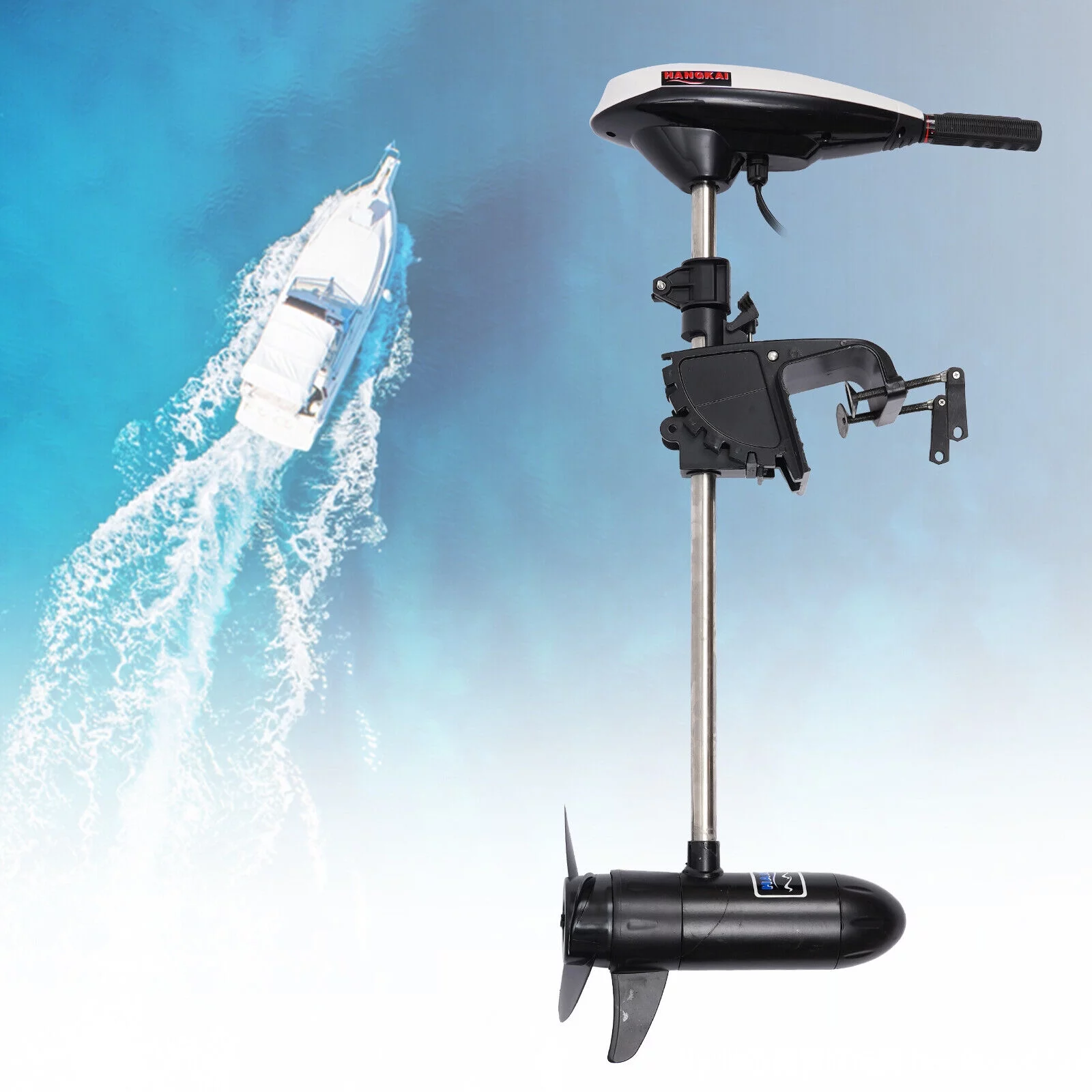 Fichiouy 12V Telescopic Electric Outboard Motor Trolling Motor Fishing Boat Engine 552W 45LBS