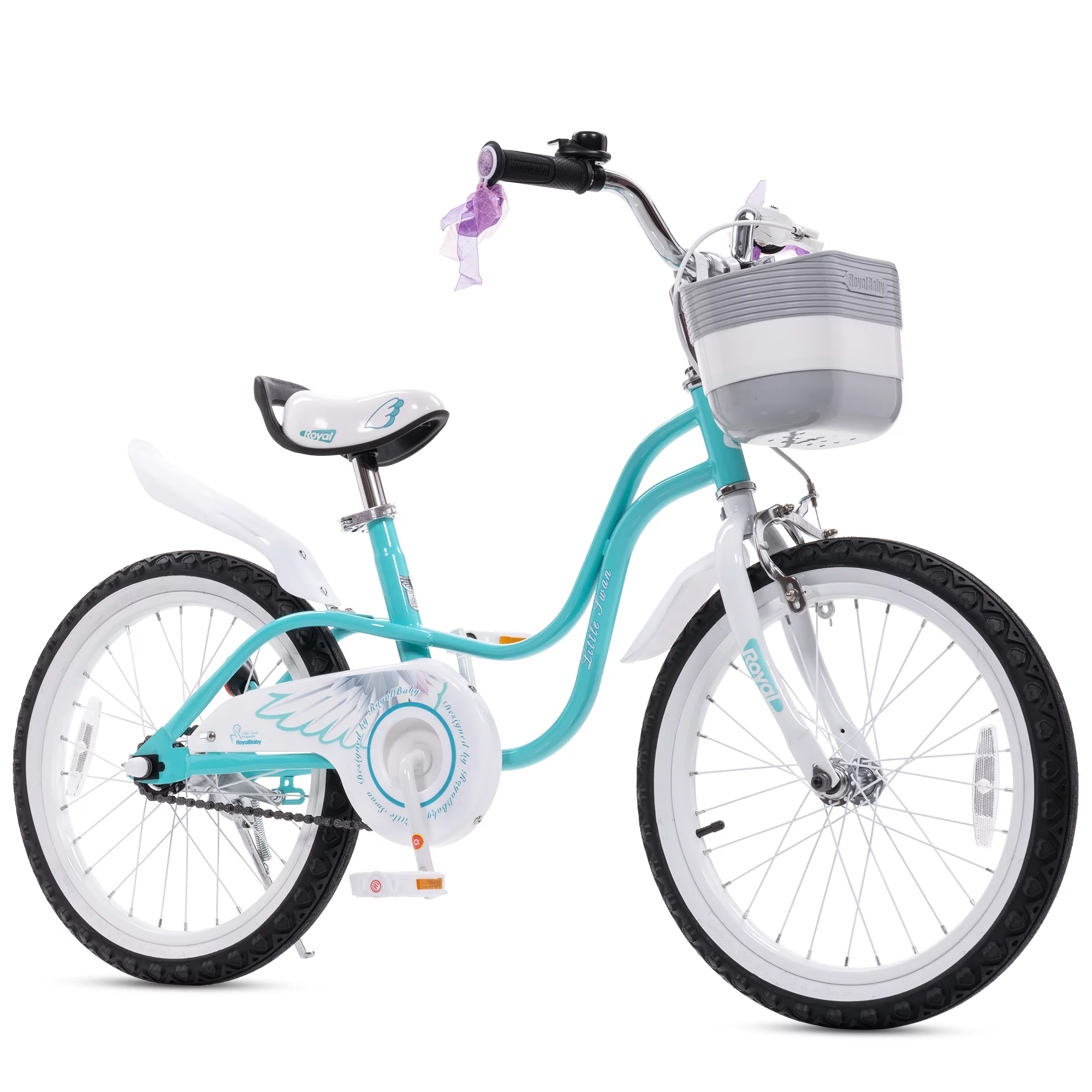 Royalbaby Little Swan Lake Blue 18 Girl’s Bicycle With Training Wheels and Basket