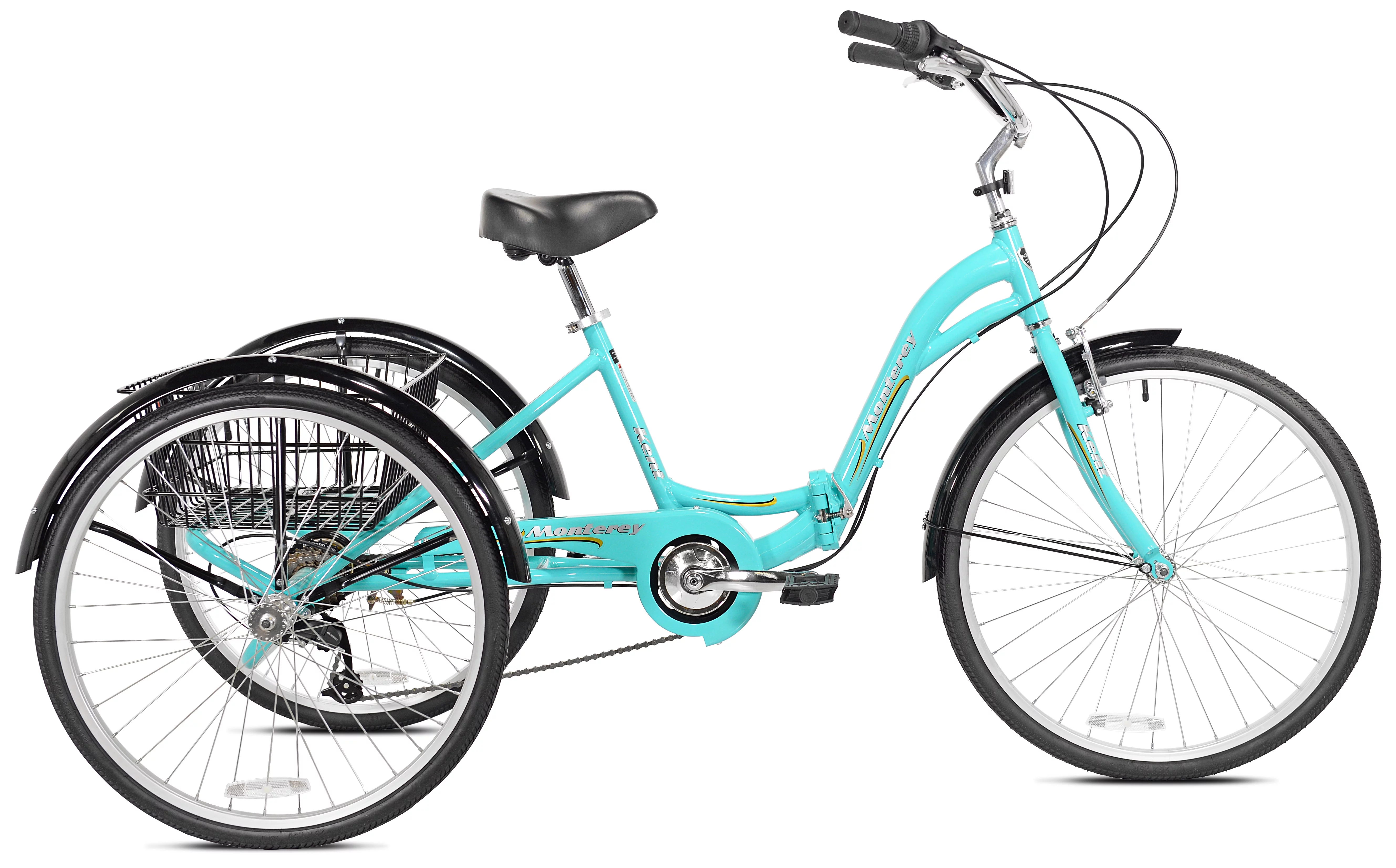 Kent Bicycle 26″ Monterey 7-Speed Folding Adult Tricycle, Aqua