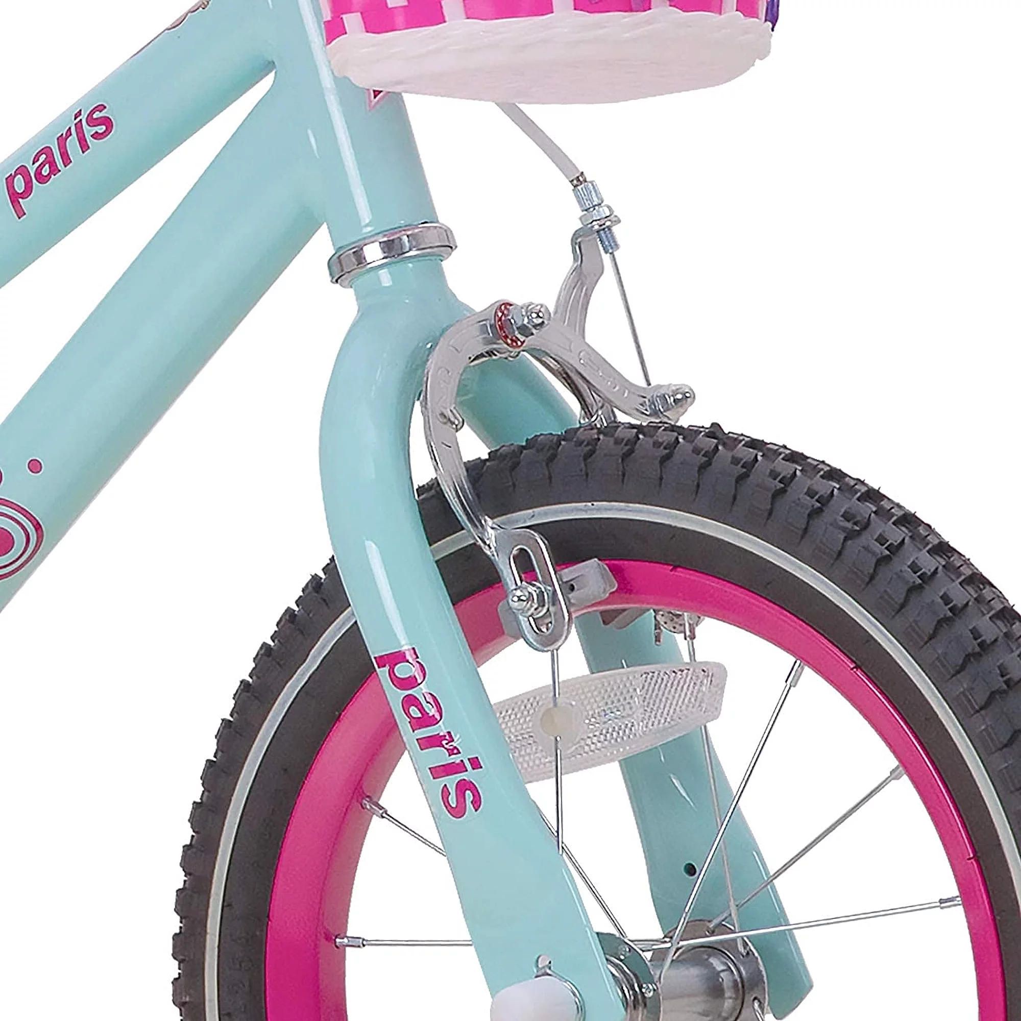 JOYSTAR 16 Inch Paris Girls Bike for 4-7 Year Old Kids, Blue/Fuschia