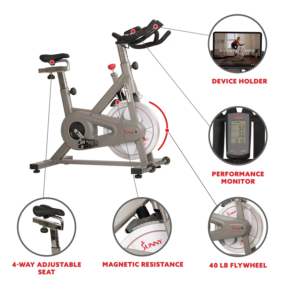 Sunny Health & Fitness Synergy Magnetic Indoor Cycling Bike – SF-B1879