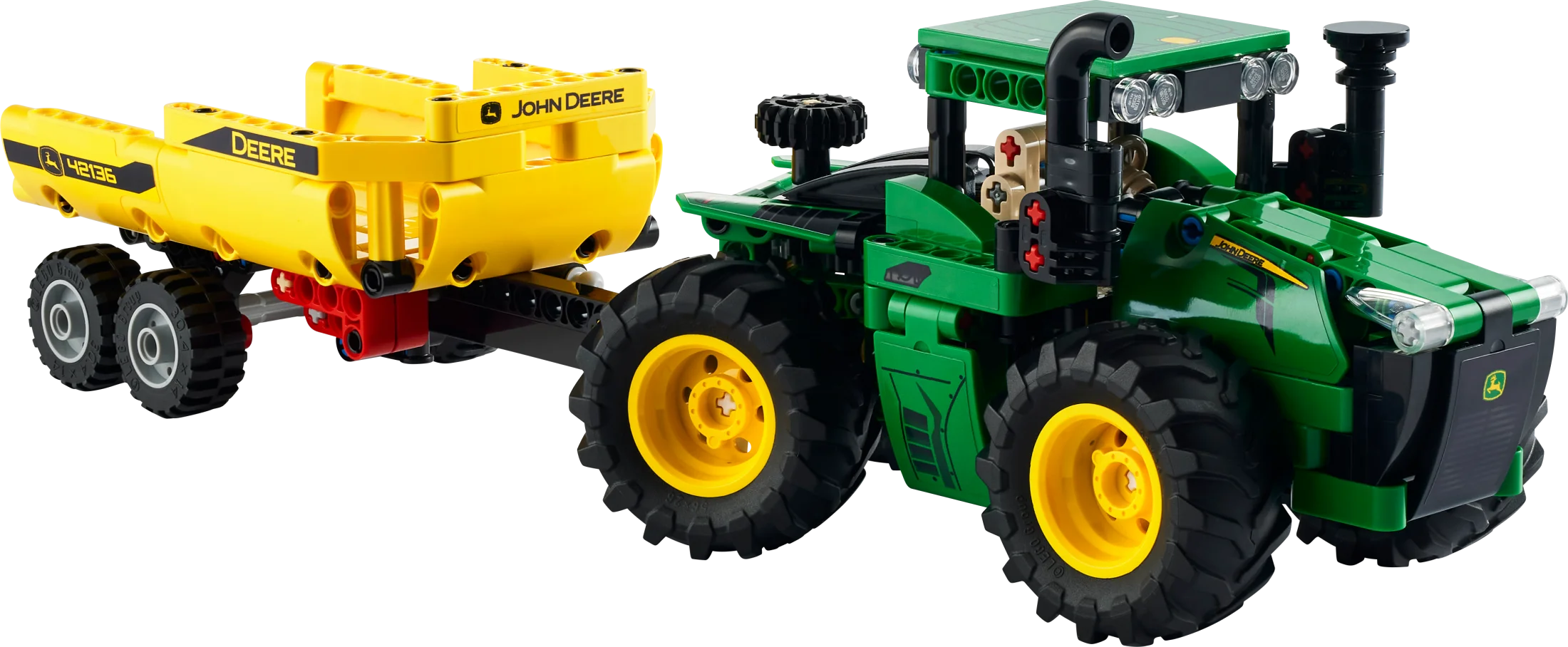 LEGO Technic John Deere 9620R 4WD Tractor Toy 42136 Building Toy – Collectible Model with Trailer, Featuring Realistic Details, Construction Farm Toy for Kids Ages 8+