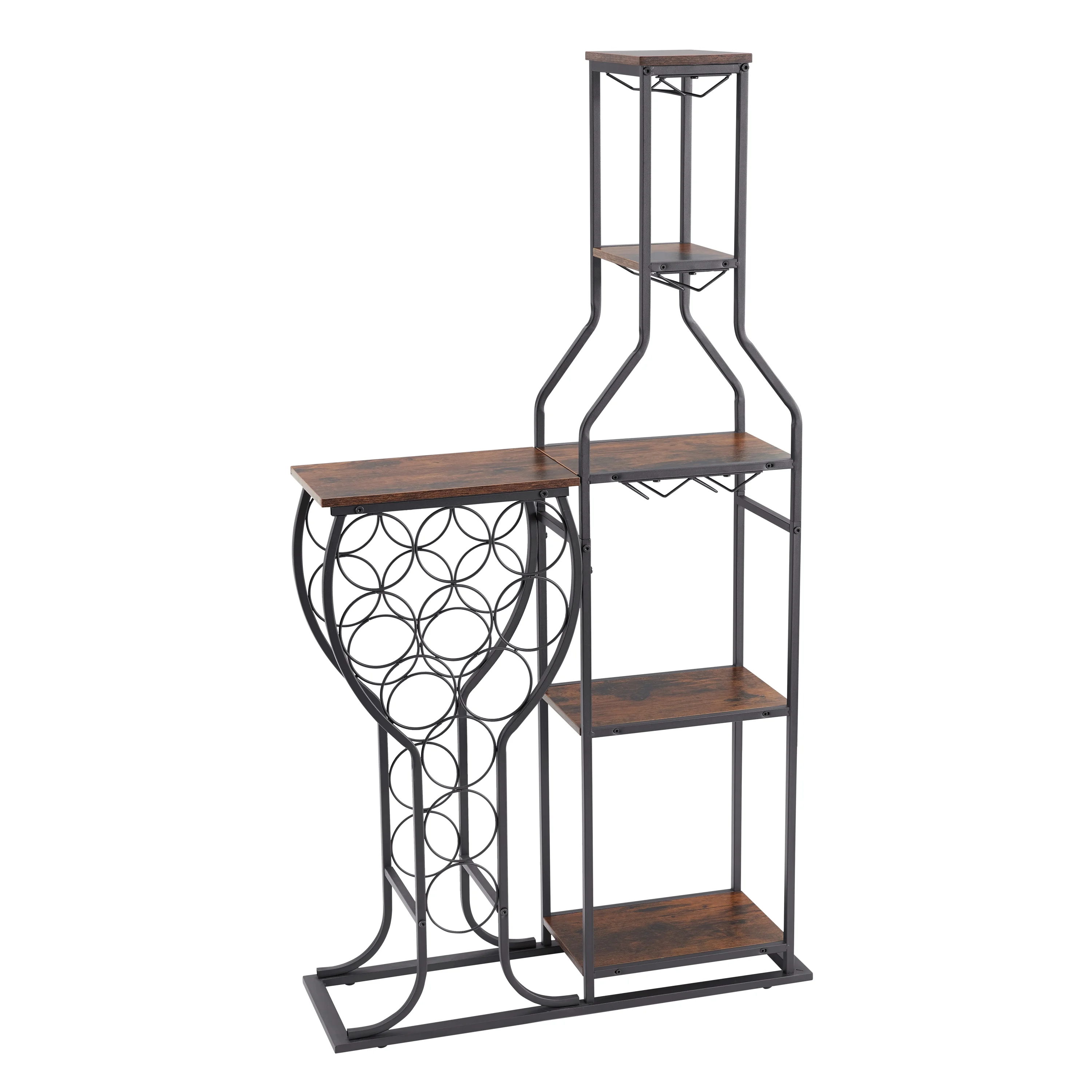 JRHRXXY Freestanding Floor Wine Rack with Wine Glasses Holder,5-Tier Holds 11 Bottles of Wine,for Home,Kitchen,Living Room,Dining Room,As a Gift for Holiday or Birthday