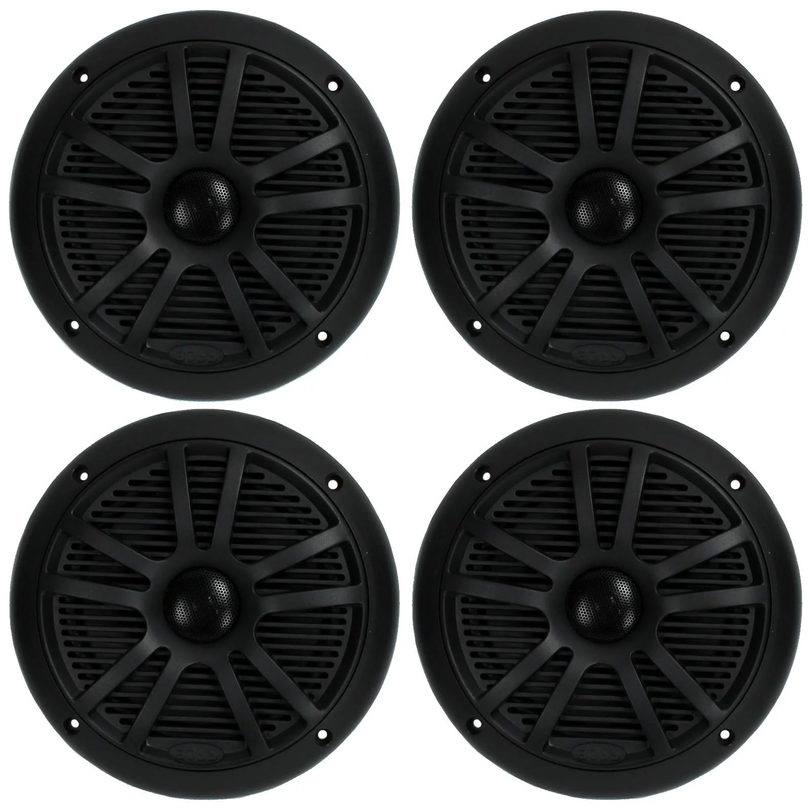 BOSS 6.5″ 360W Dual Cone Black Marine Boat Outdoor Audio Speakers, 4pk | MR6B