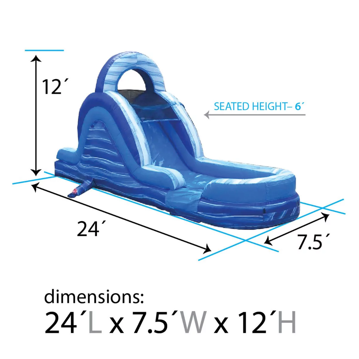 TentandTable Commercial Inflatable Water Slide, Blue Marble with Blower, 12′