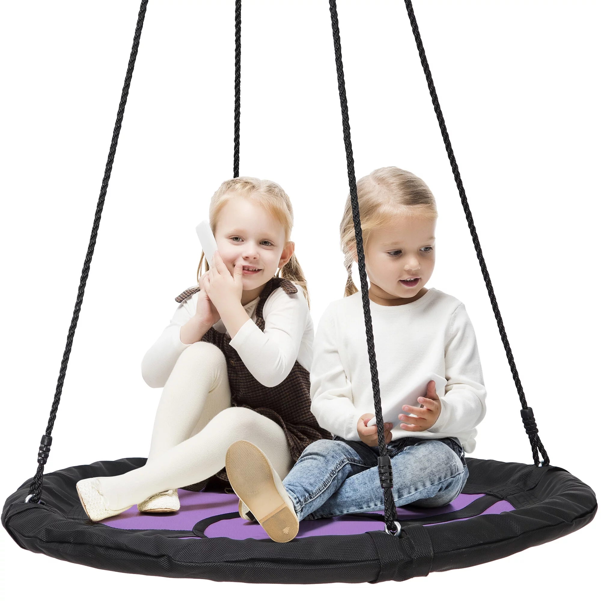 ZenSports 40” Flying Saucer Swing for Kids Outdoor 800lbs Adjustable Web Tree Swing Green