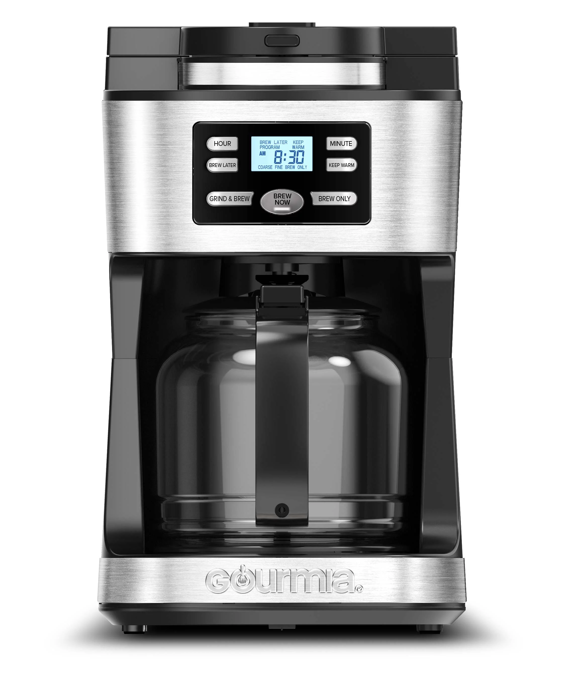 Gourmia 12-Cup Grind & Brew Coffee Maker with Integrated Grinder Black, New