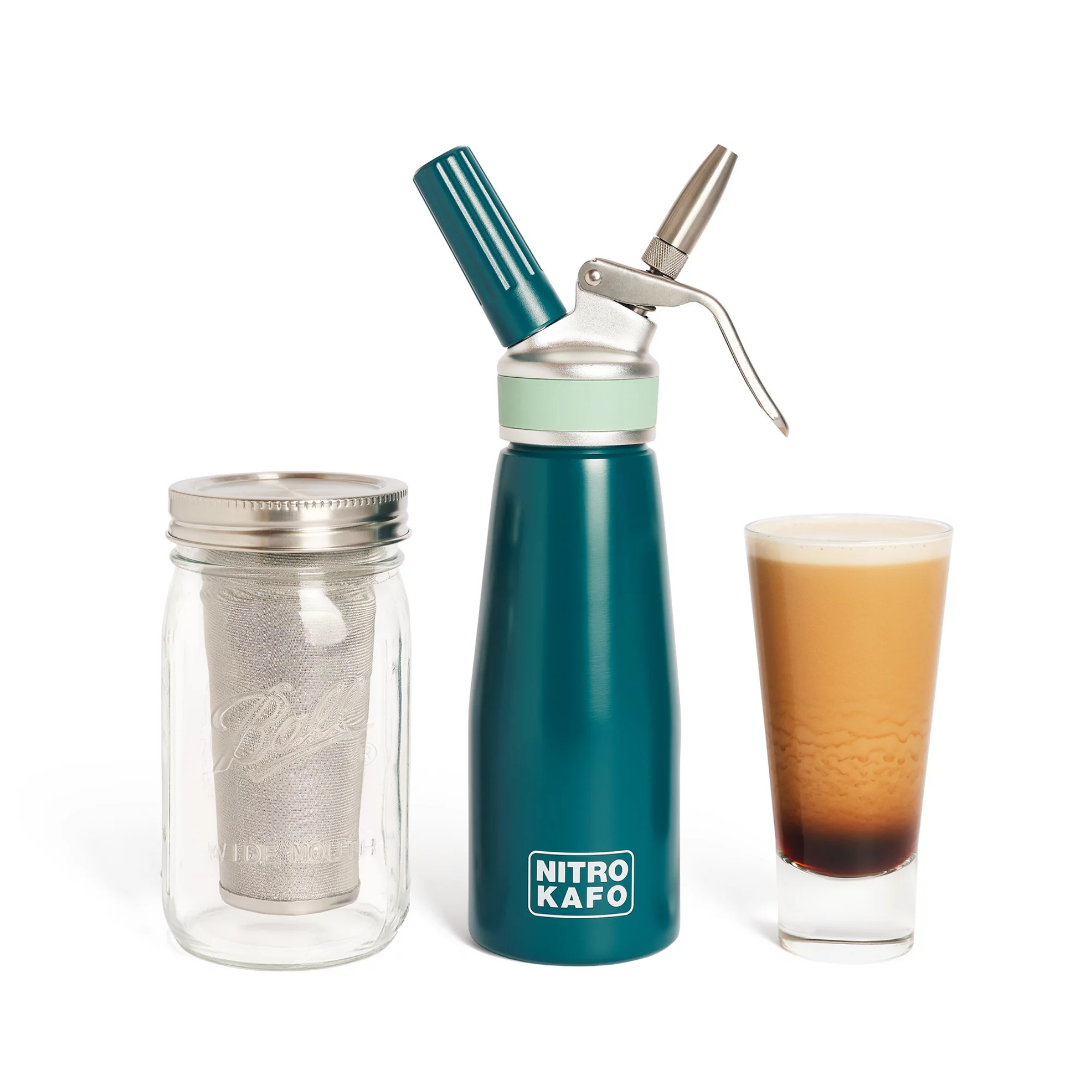 NITRO KAFO Cold Brew Maker and Nitro Cold Brew Coffee Maker with Cold Brew Mason Jar & Nitro Coffee Machine