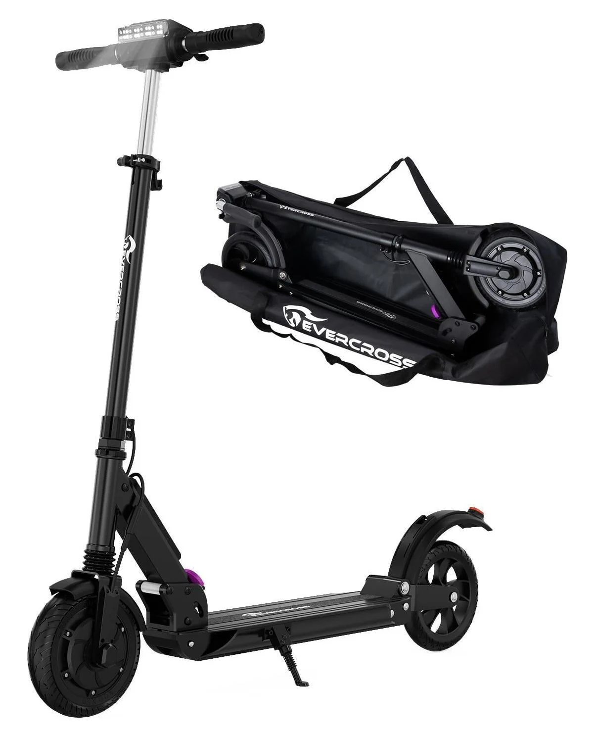 EVERCROSS Electric Scooter Adults, 350W Motor up to 19 MPH and 20 Miles Long-Range, 8″ Solid Tires Folding Electric Scooter for Adults and Teens with Dual Braking Safety System