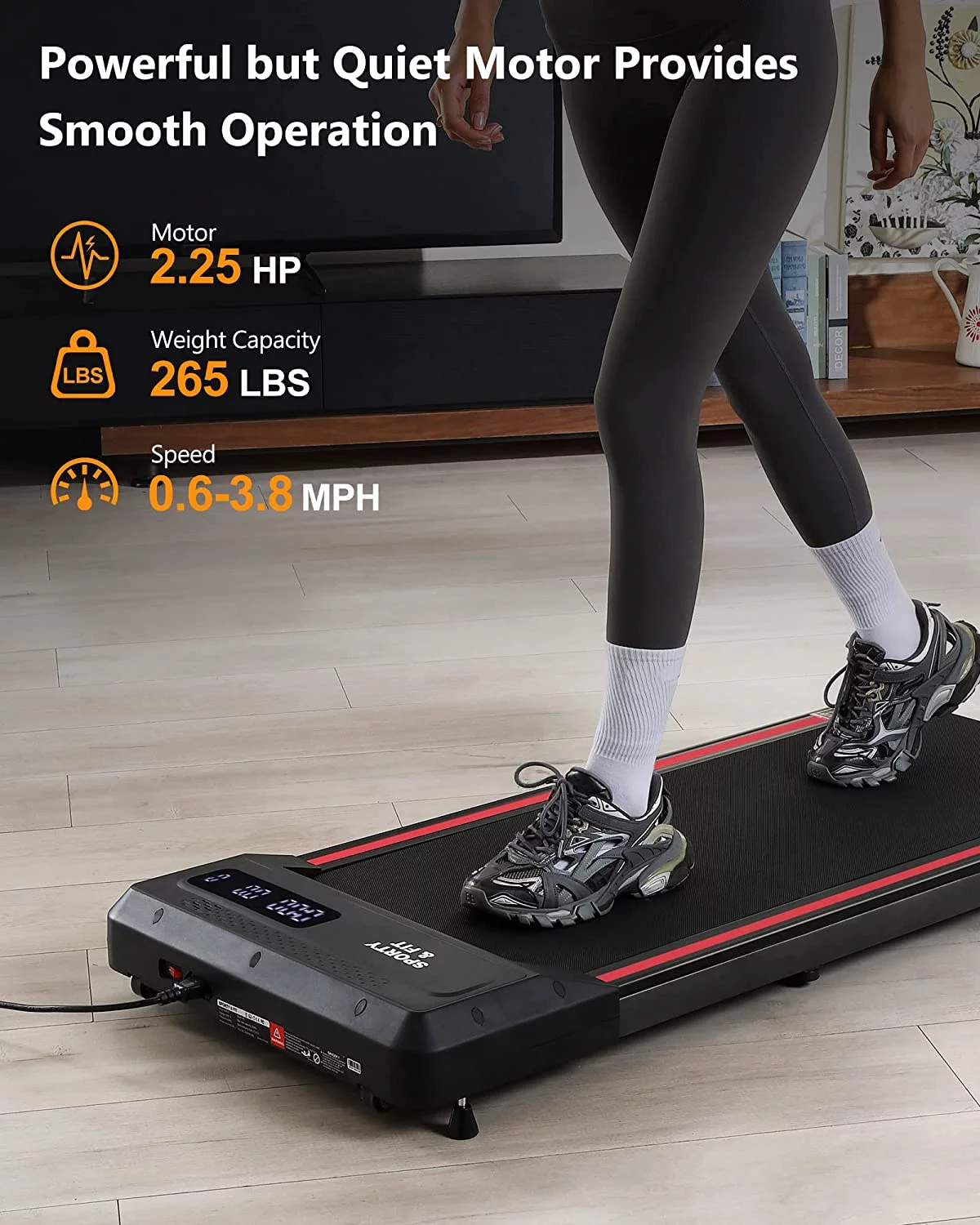 Towallmark Treadmills for Home, Walking Pad Treadmill with Bluetooth Speaker & Remote Control, Slim & Portable ,Black