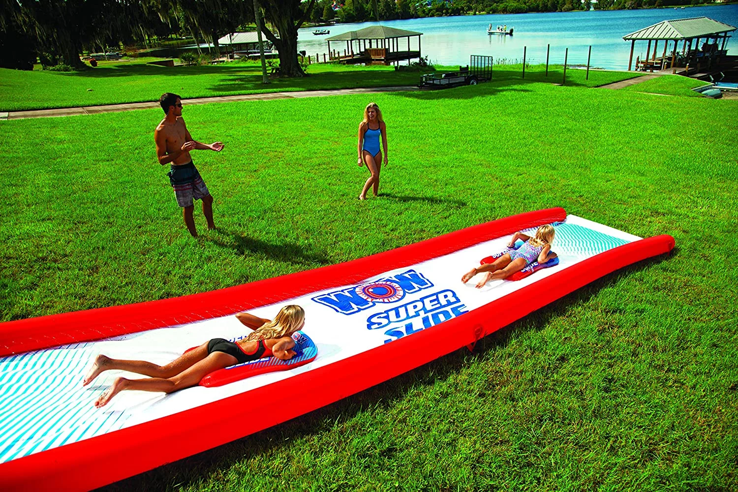 WOW Sports Super Slide – Giant Backyard Slip and Slide with Sprinkler, Extra Long Water Slide 25 ft x 6 ft Slide Old