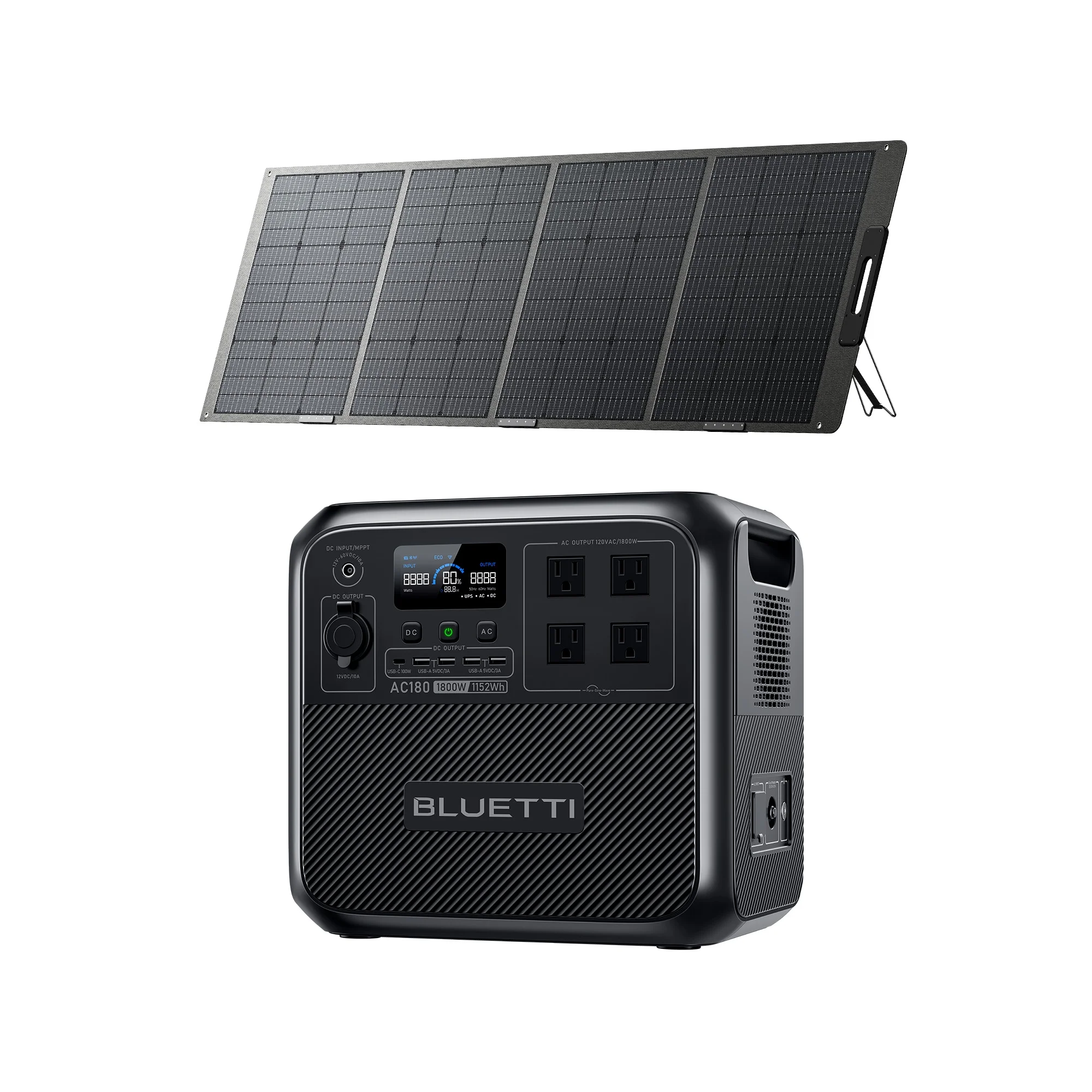 BLUETTI Solar Generator AC180 with 200W Solar Panel, 1152Wh Portable Power Station, LiFePO4 Emergency Power for Camping, Off-grid, Power Outage