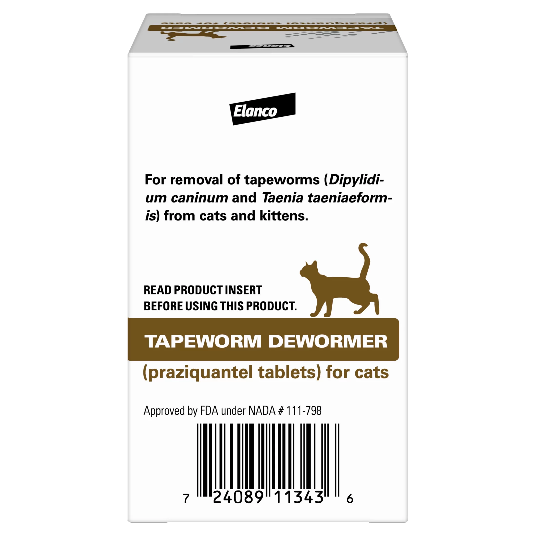 Elanco Tapeworm Dewormer (Praziquantel tablets) for Cats and Kittens 6 Weeks and Older, 3-Count