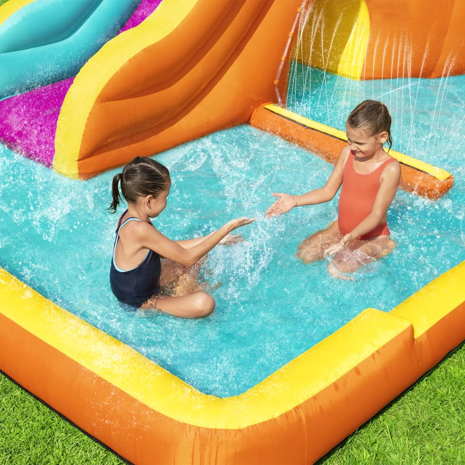 Bestway H2OGO! Tidal Tower Slide Kids Backyard Inflatable Water Park w/ Slide and Air Blower