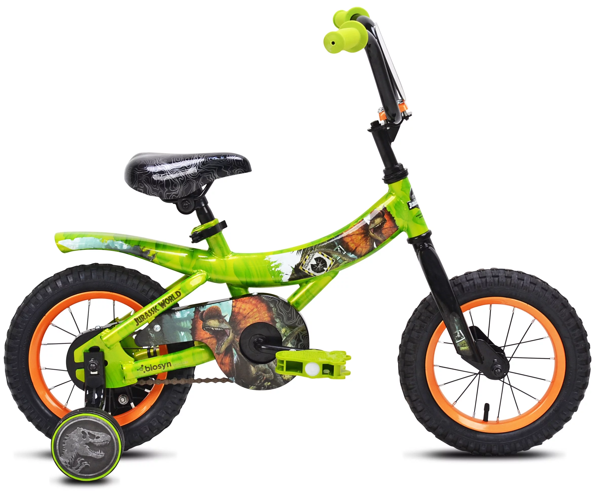 Jurassic World 12-inch Raptor Boy’s Bicycle with Training Wheel, Green and Orange